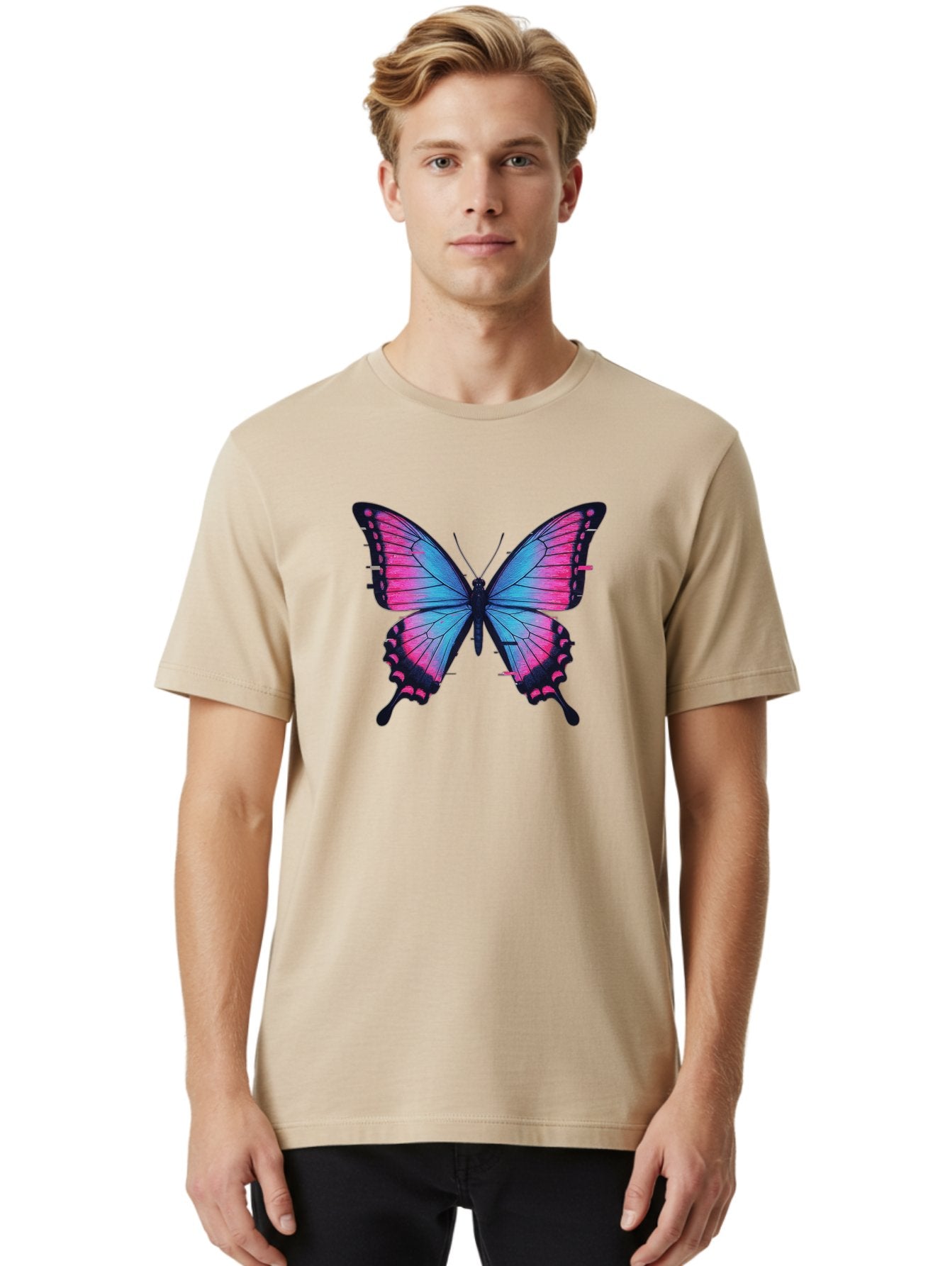 Butterfly-4 Men'S Graphic Tee, 100% Cotton, Comfortable Casual Summer Wear, Machine Washable, Vintage Camera, Old Camera, Antique Camera, Black Camera, Classic Photography, Photography Equipment, Nostalgic Device, Film Camera, Camera Art Bah664 23