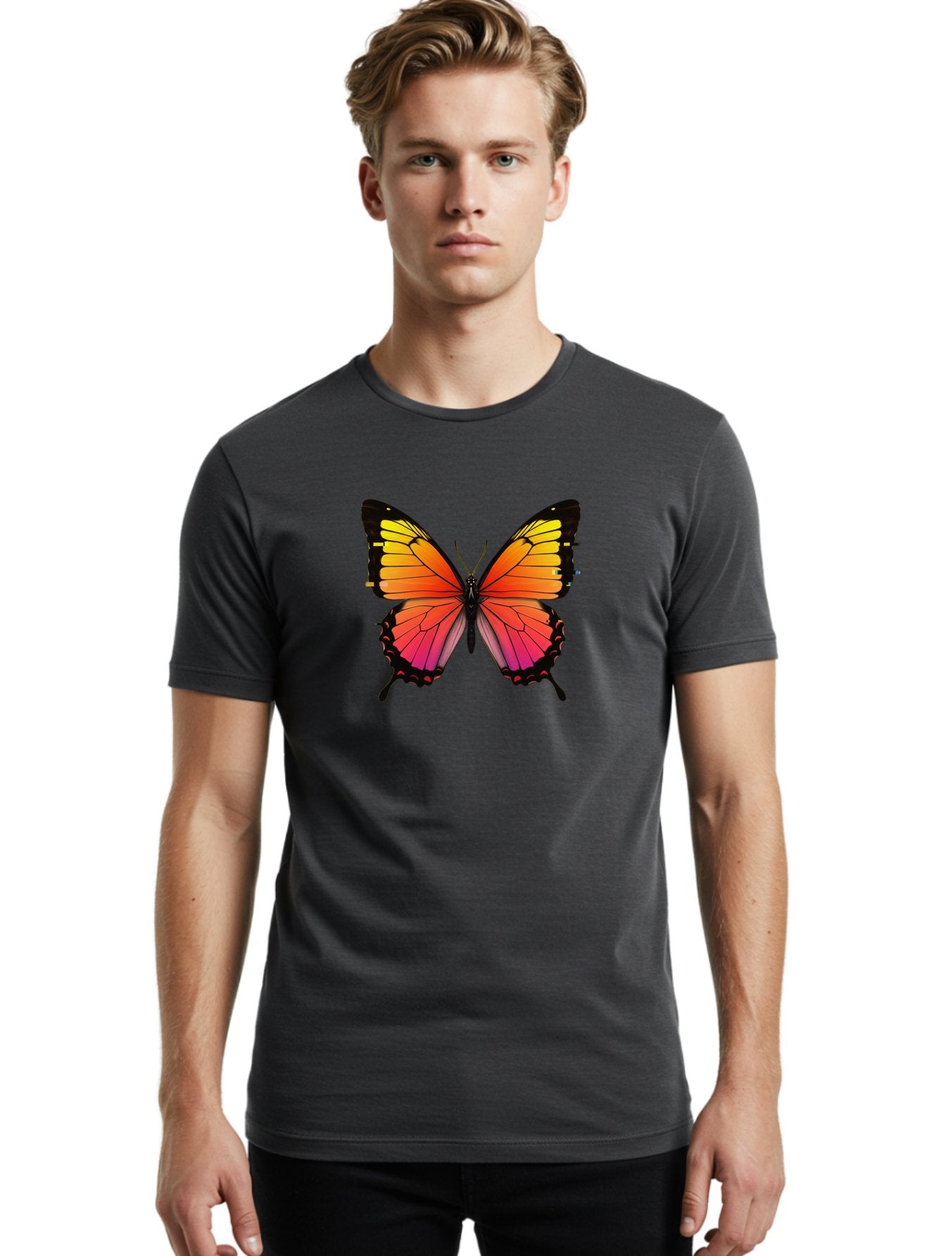 Butterfly-9 Men'S Graphic Tee, 100% Cotton, Comfortable Casual Summer Wear, Machine Washable, Vintage Camera, Old Camera, Antique Camera, Black Camera, Classic Photography, Photography Equipment, Nostalgic Device, Film Camera, Camera Art Bah669 29