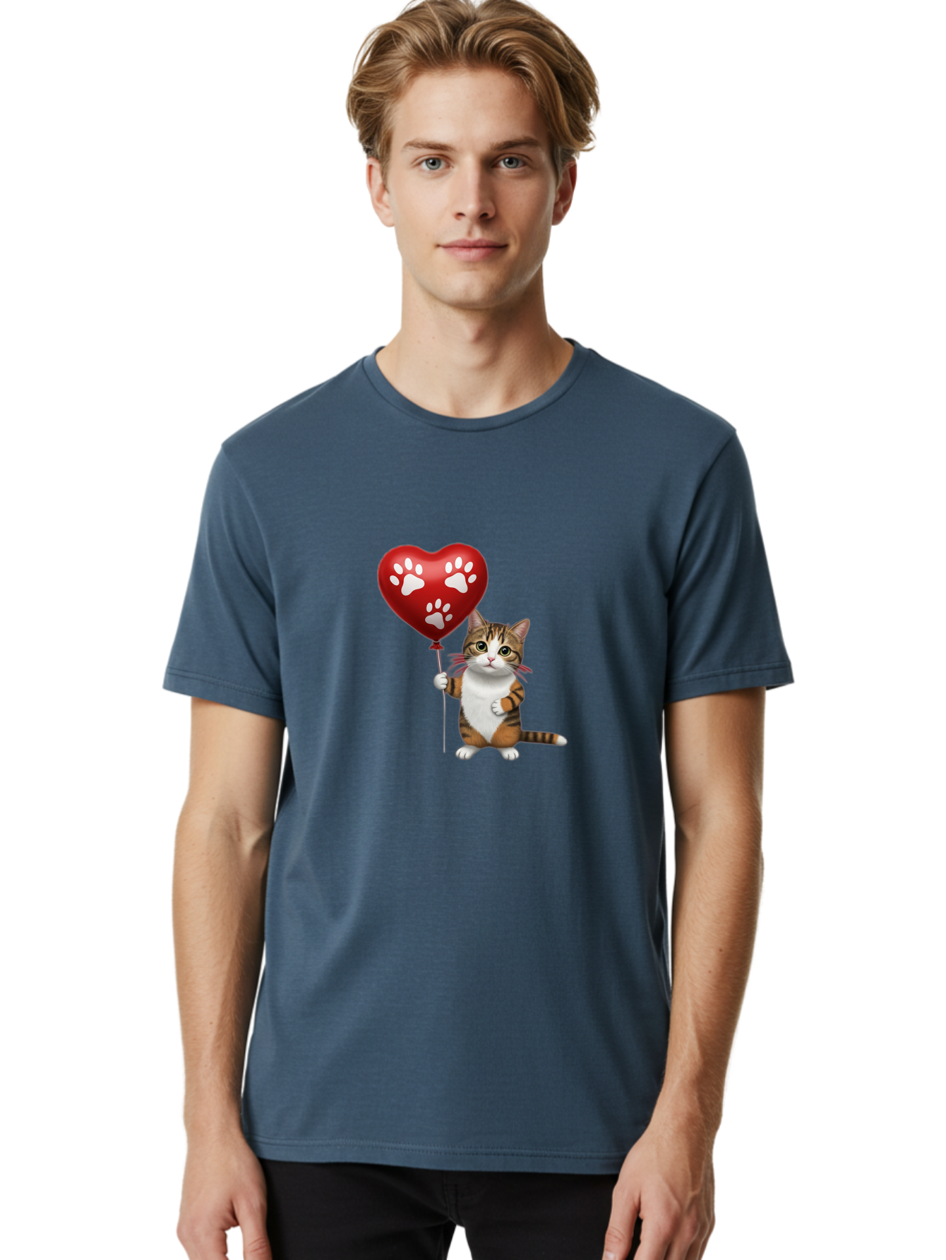 Cat-Holding-Heart-Balloon Men'S Graphic Tee, 100% Cotton, Comfortable Casual Summer Wear, Machine Washable, Vintage Camera, Old Camera, Antique Camera, Black Camera, Classic Photography, Photography Equipment, Nostalgic Device, Film Camera, Bah704 16