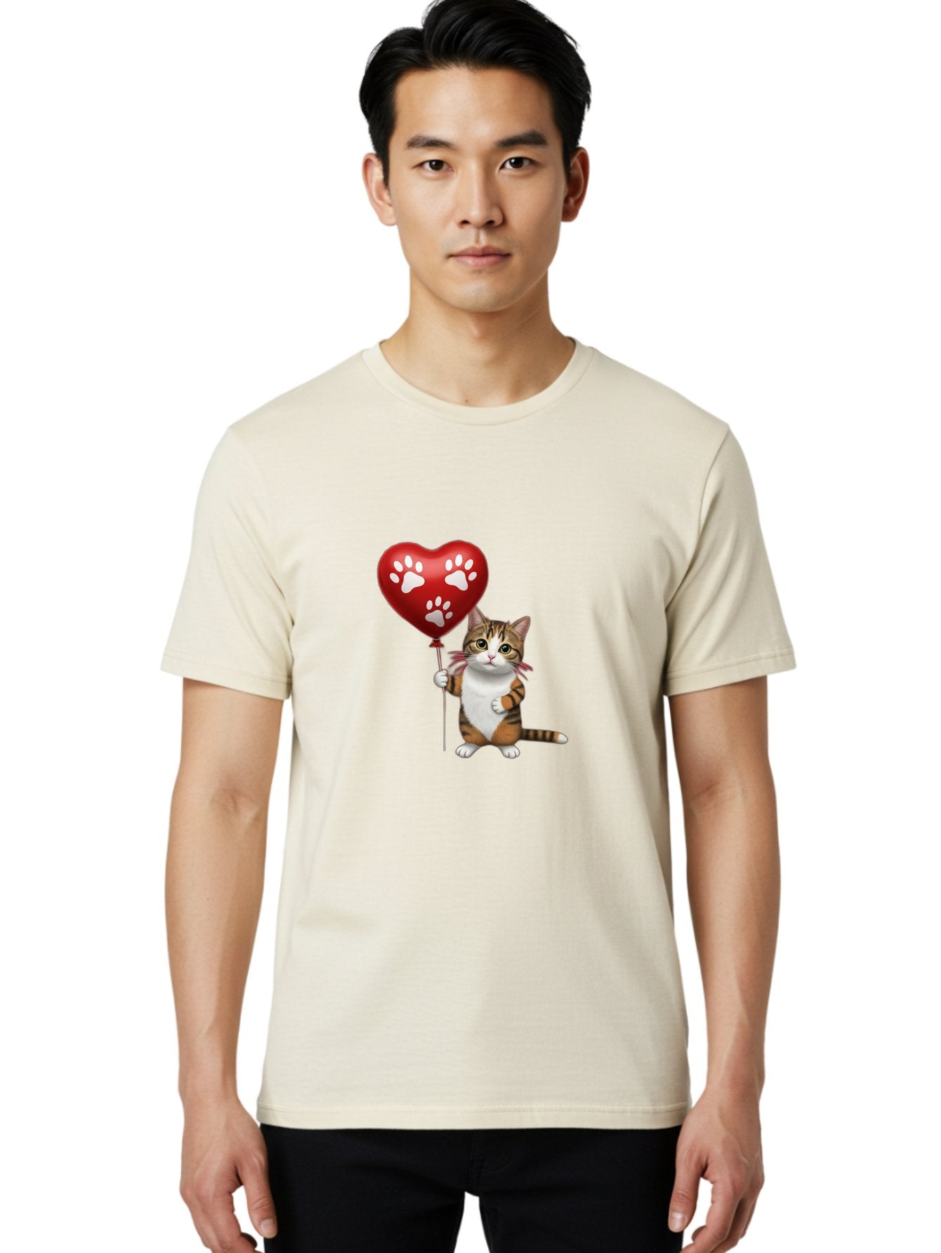 Cat-Holding-Heart-Balloon Men'S Graphic Tee, 100% Cotton, Comfortable Casual Summer Wear, Machine Washable, Vintage Camera, Old Camera, Antique Camera, Black Camera, Classic Photography, Photography Equipment, Nostalgic Device, Film Camera, Bah704 27