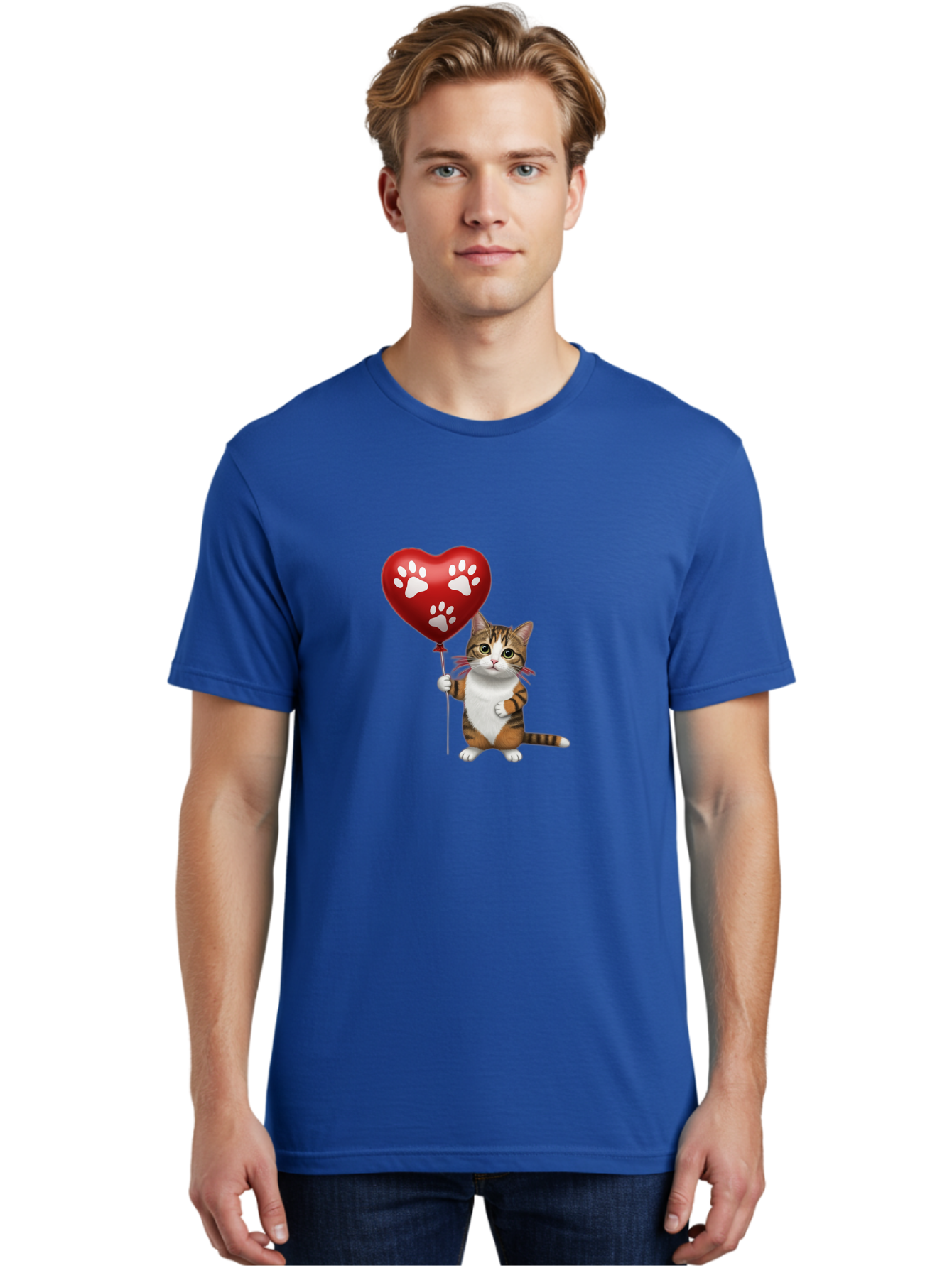 Cat-Holding-Heart-Balloon Men'S Graphic Tee, 100% Cotton, Comfortable Casual Summer Wear, Machine Washable, Vintage Camera, Old Camera, Antique Camera, Black Camera, Classic Photography, Photography Equipment, Nostalgic Device, Film Camera, Bah704 25