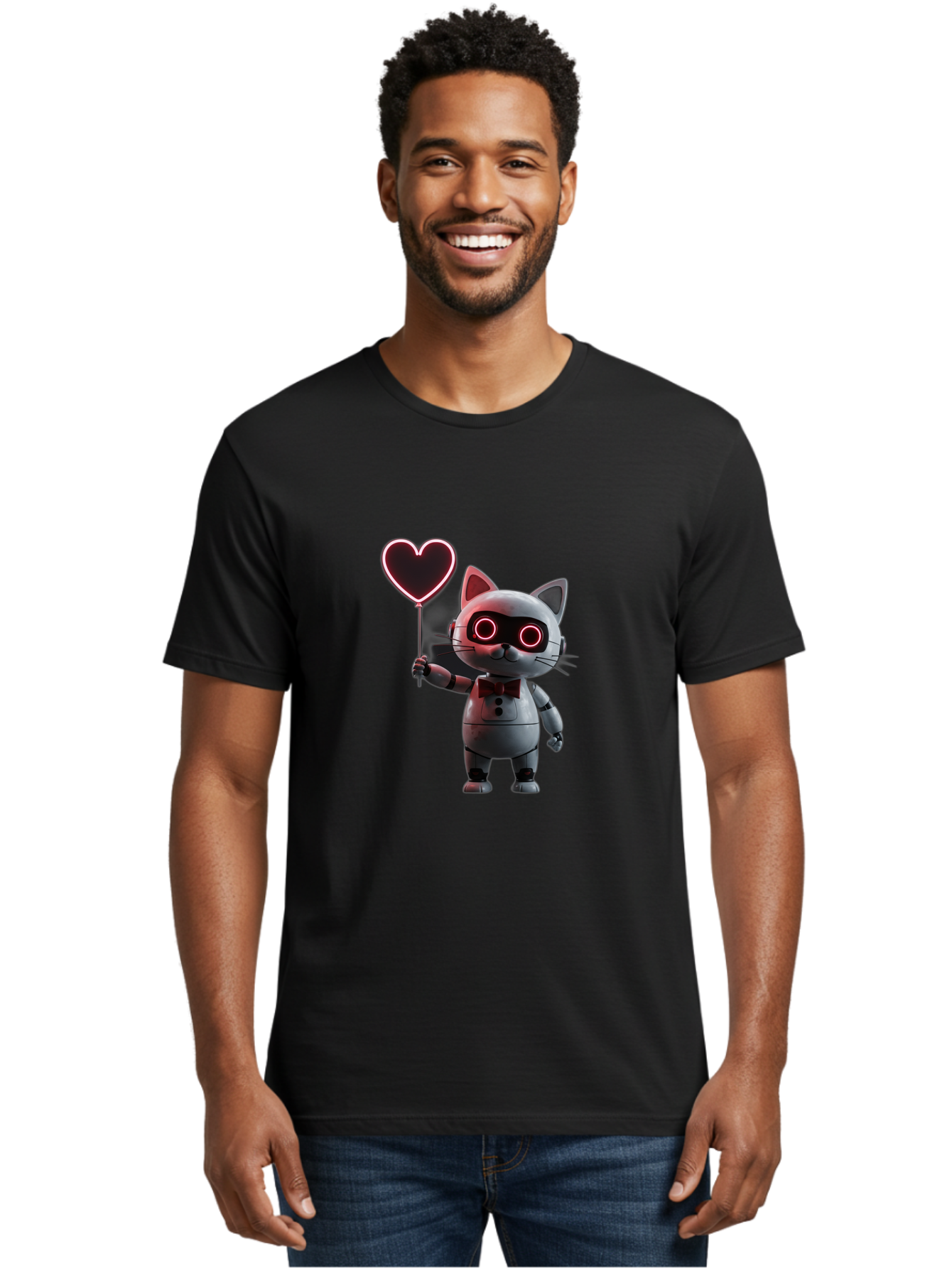 Cat-Robot-Heart Men'S Graphic Tee, 100% Cotton, Comfortable Casual Summer Wear, Machine Washable, Vintage Camera, Old Camera, Antique Camera, Black Camera, Classic Photography, Photography Equipment, Nostalgic Device, Film Camera, Camera Art Bah706 20