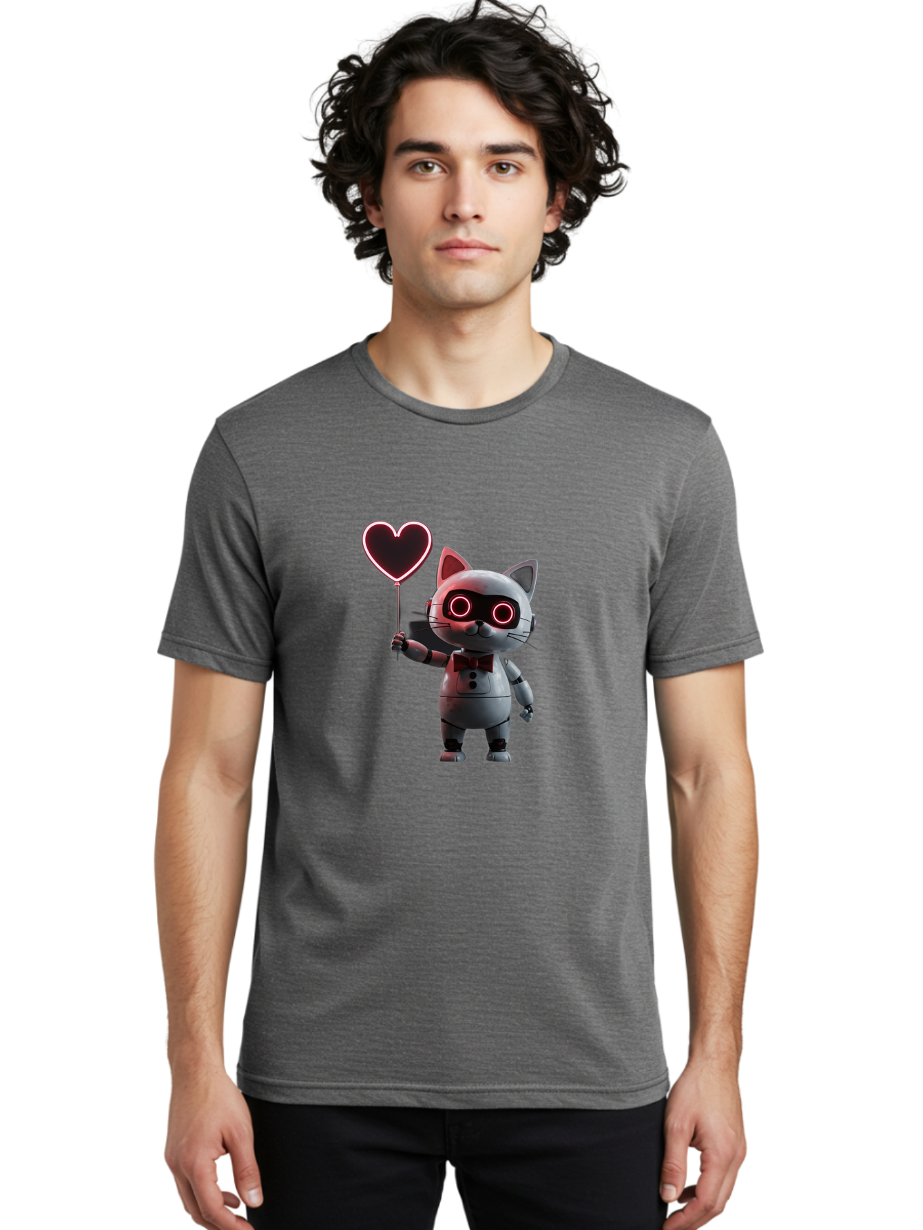 Cat-Robot-Heart Men'S Graphic Tee, 100% Cotton, Comfortable Casual Summer Wear, Machine Washable, Vintage Camera, Old Camera, Antique Camera, Black Camera, Classic Photography, Photography Equipment, Nostalgic Device, Film Camera, Camera Art Bah706 23
