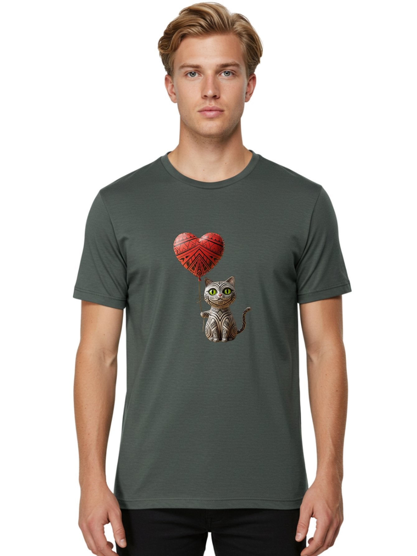 Cat-With-Heart-Balloon-1 Men'S Graphic Tee, 100% Cotton, Comfortable Casual Summer Wear, Machine Washable, Vintage Camera, Old Camera, Antique Camera, Black Camera, Classic Photography, Photography Equipment, Nostalgic Device, Film Camera, Bah708 22