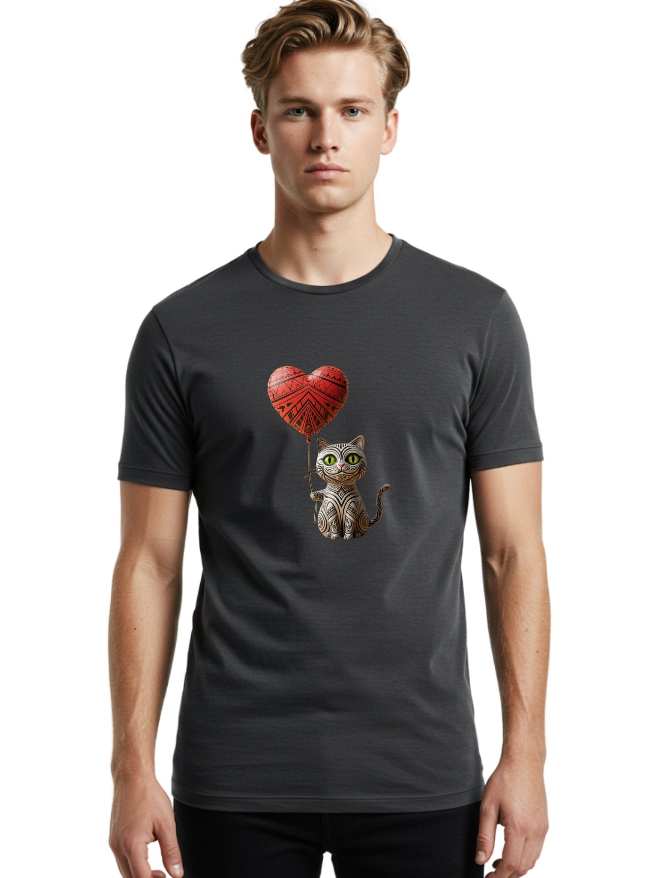 Cat-With-Heart-Balloon-1 Men'S Graphic Tee, 100% Cotton, Comfortable Casual Summer Wear, Machine Washable, Vintage Camera, Old Camera, Antique Camera, Black Camera, Classic Photography, Photography Equipment, Nostalgic Device, Film Camera, Bah708 18