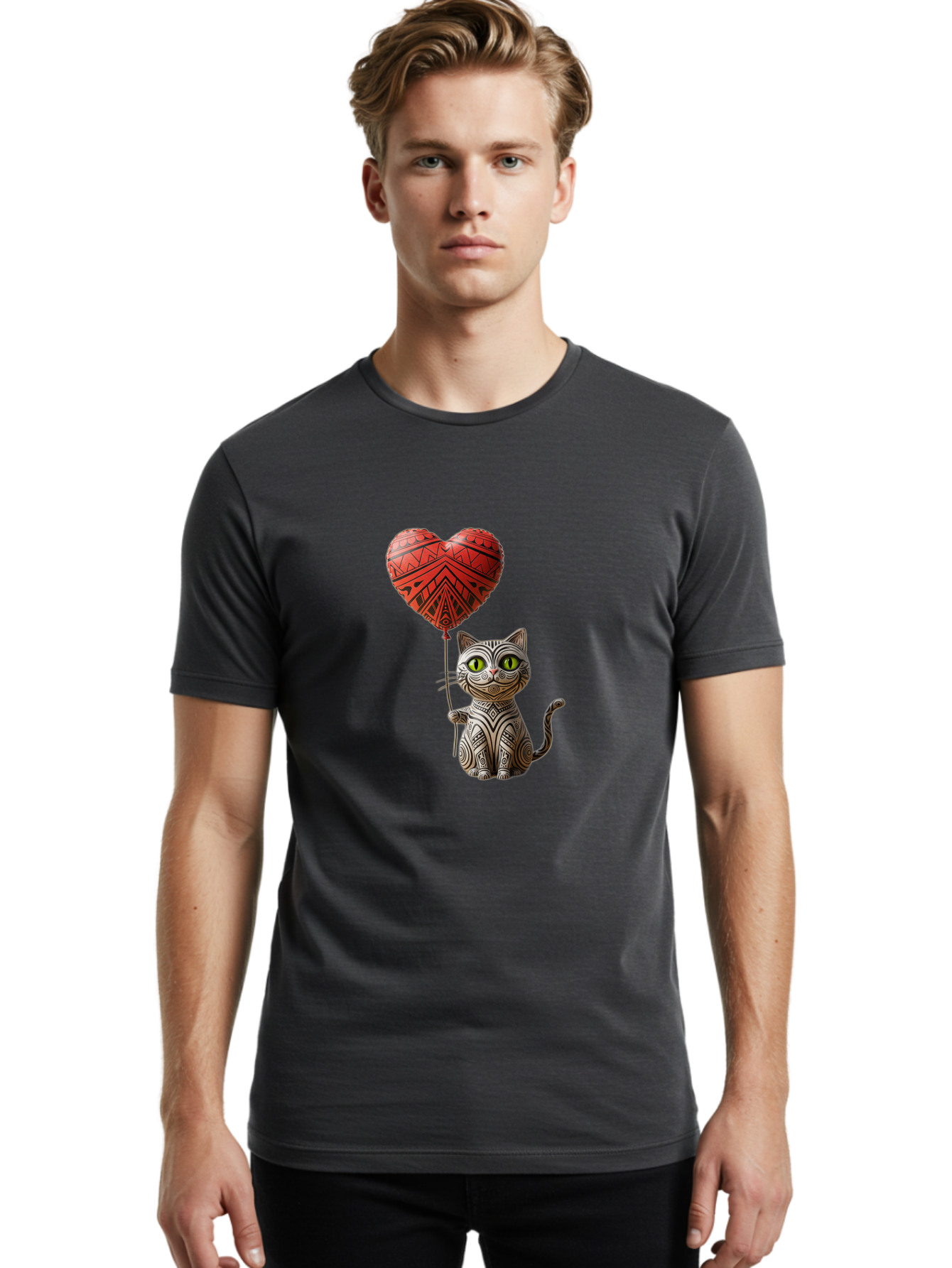 Cat-With-Heart-Balloon-1 Men'S Graphic Tee, 100% Cotton, Comfortable Casual Summer Wear, Machine Washable, Vintage Camera, Old Camera, Antique Camera, Black Camera, Classic Photography, Photography Equipment, Nostalgic Device, Film Camera, Bah708 27
