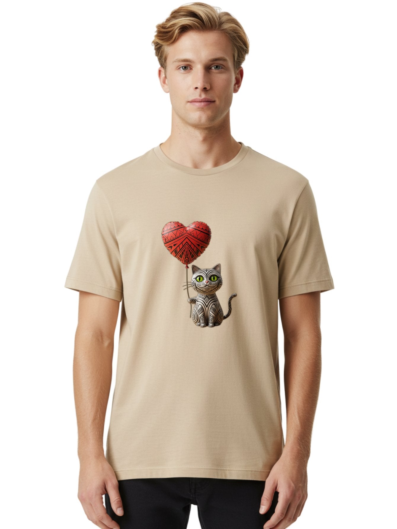 Cat-With-Heart-Balloon-1 Men'S Graphic Tee, 100% Cotton, Comfortable Casual Summer Wear, Machine Washable, Vintage Camera, Old Camera, Antique Camera, Black Camera, Classic Photography, Photography Equipment, Nostalgic Device, Film Camera, Bah708 23