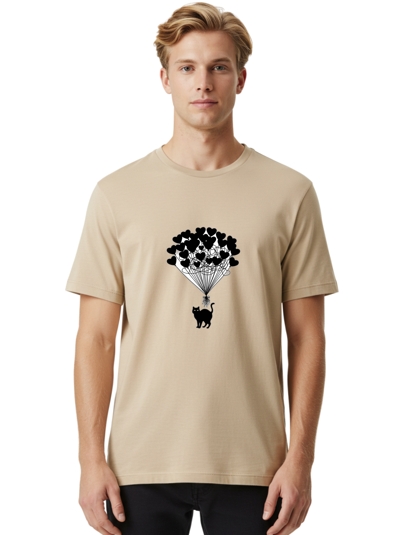 Cat-With-Heart-Balloon-2 Men'S Graphic Tee, 100% Cotton, Comfortable Casual Summer Wear, Machine Washable, Vintage Camera, Old Camera, Antique Camera, Black Camera, Classic Photography, Photography Equipment, Nostalgic Device, Film Camera, Bah709 30