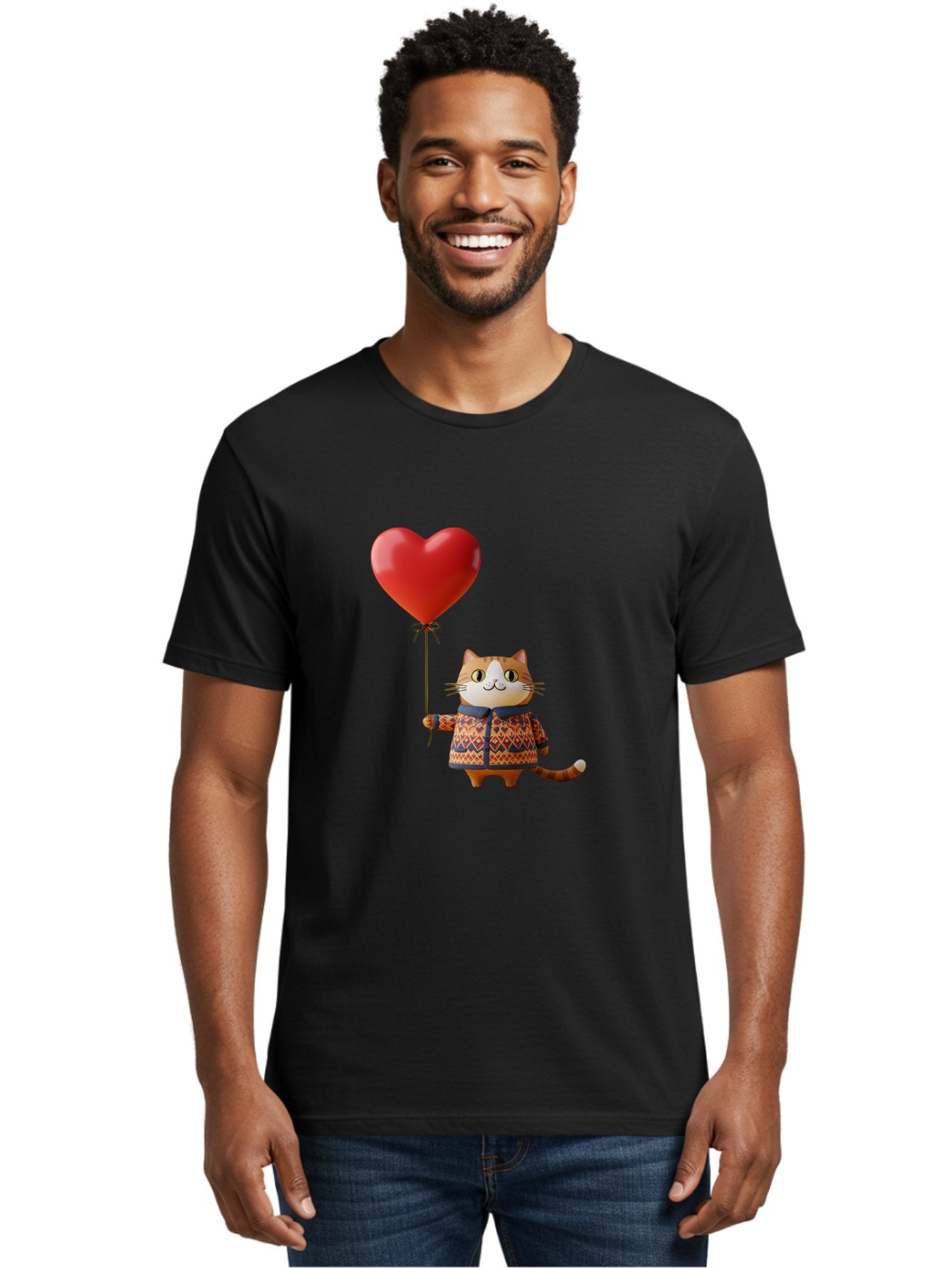 Cat-With-Heart-Balloon-3 Men'S Graphic Tee, 100% Cotton, Comfortable Casual Summer Wear, Machine Washable, Vintage Camera, Old Camera, Antique Camera, Black Camera, Classic Photography, Photography Equipment, Nostalgic Device, Film Camera, Bah710 25