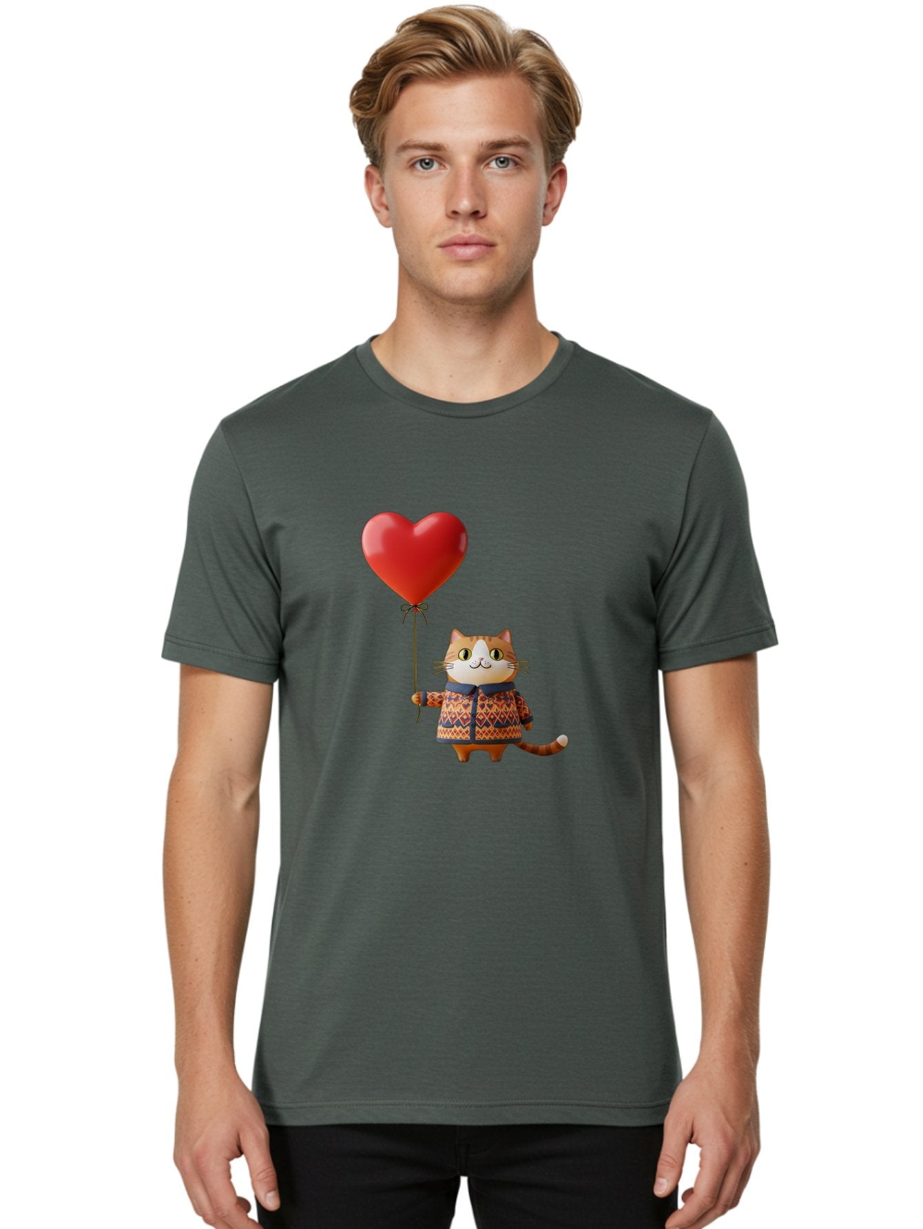 Cat-With-Heart-Balloon-3 Men'S Graphic Tee, 100% Cotton, Comfortable Casual Summer Wear, Machine Washable, Vintage Camera, Old Camera, Antique Camera, Black Camera, Classic Photography, Photography Equipment, Nostalgic Device, Film Camera, Bah710 28