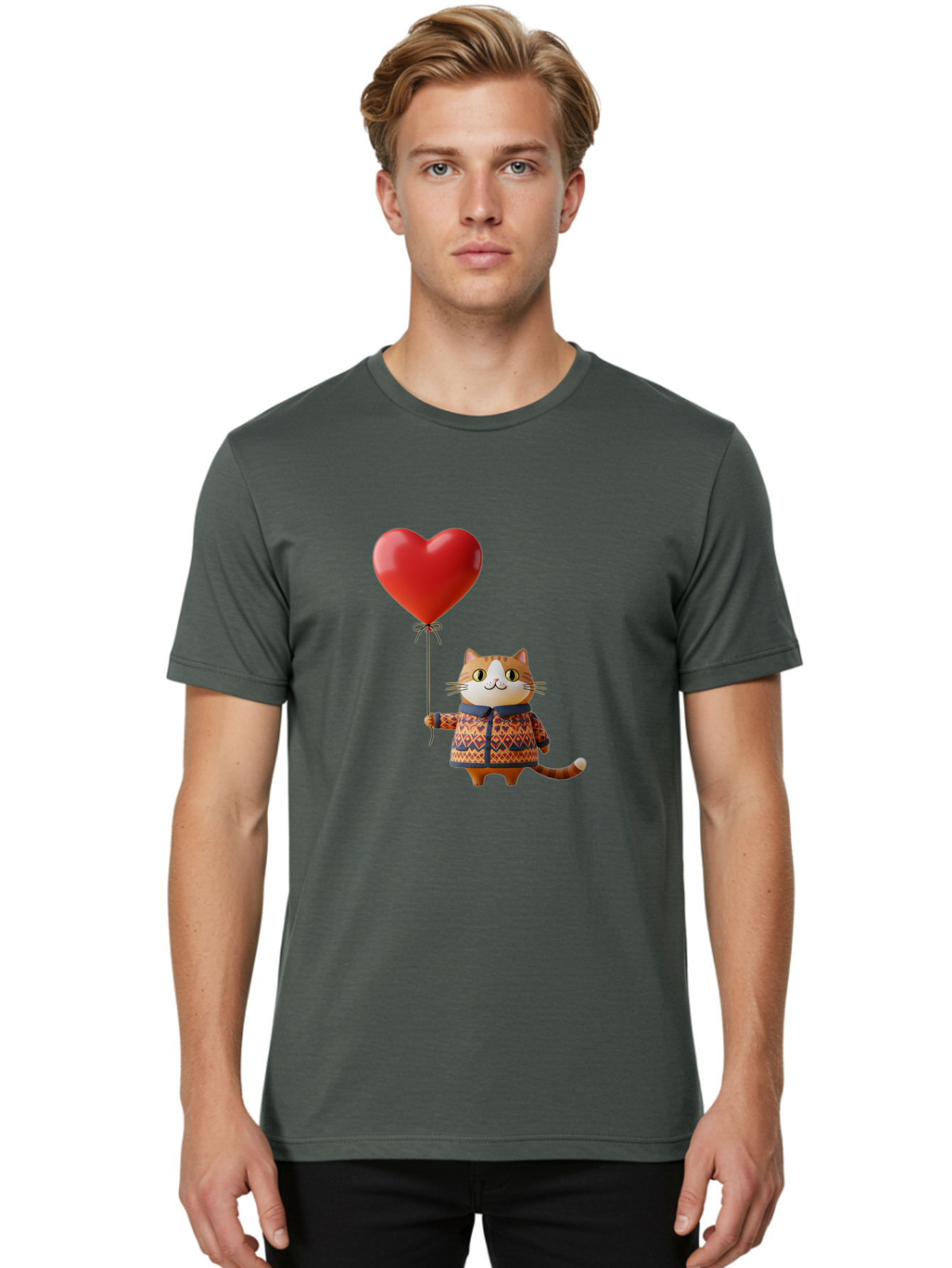 Cat-With-Heart-Balloon-3 Men'S Graphic Tee, 100% Cotton, Comfortable Casual Summer Wear, Machine Washable, Vintage Camera, Old Camera, Antique Camera, Black Camera, Classic Photography, Photography Equipment, Nostalgic Device, Film Camera, Bah710 18
