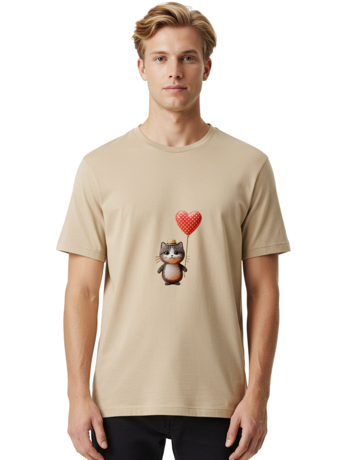 Cat-With-Heart-Balloon-4 Men'S Graphic Tee, 100% Cotton, Comfortable Casual Summer Wear, Machine Washable, Vintage Camera, Old Camera, Antique Camera, Black Camera, Classic Photography, Photography Equipment, Nostalgic Device, Film Camera, Bah711 18