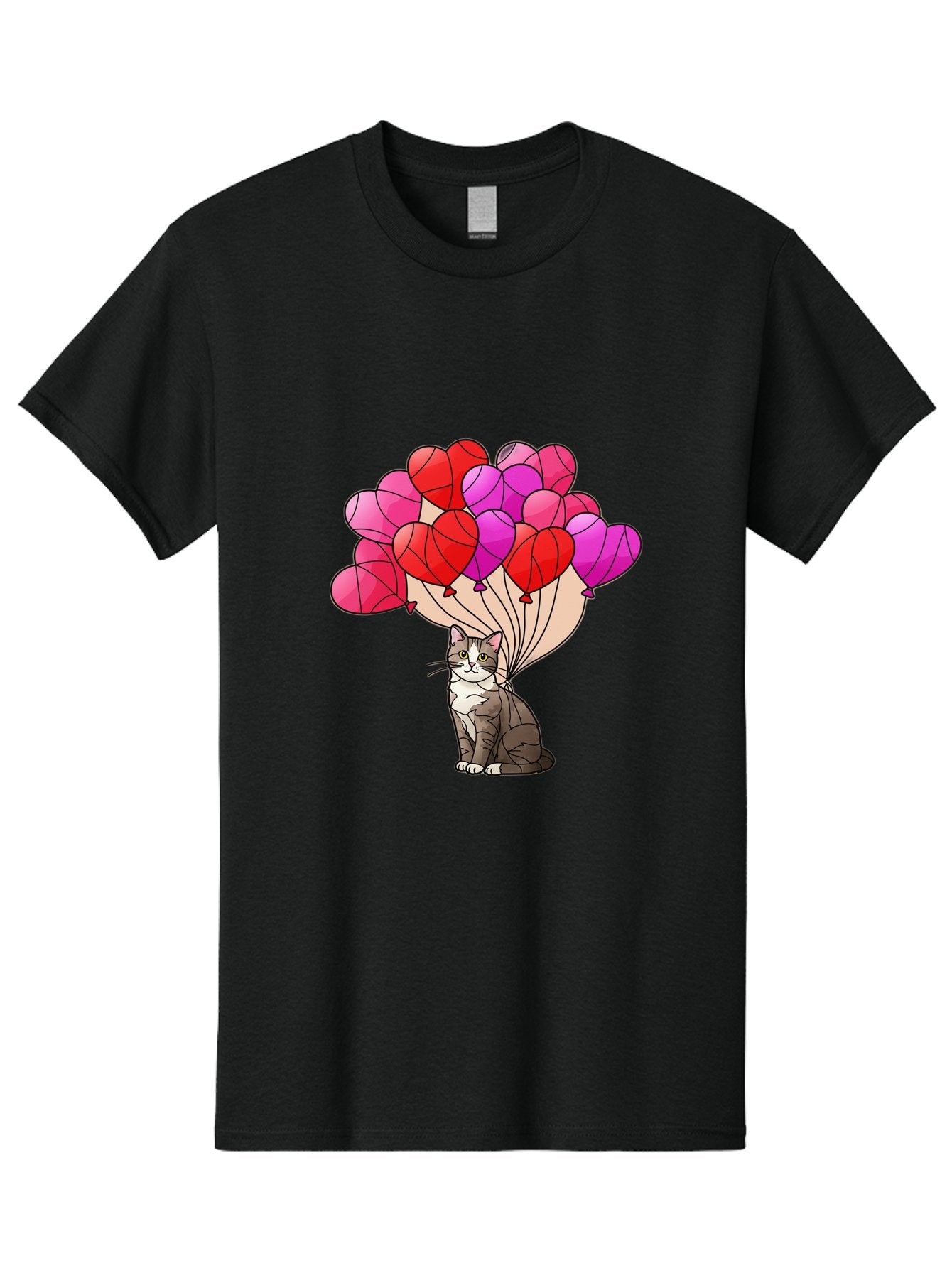 Cat-With-Heart-Balloons-2 Men'S Graphic Tee, 100% Cotton, Comfortable Casual Summer Wear, Machine Washable, Vintage Camera, Old Camera, Antique Camera, Black Camera, Classic Photography, Photography Equipment, Nostalgic Device, Film Camera, Bah714 5