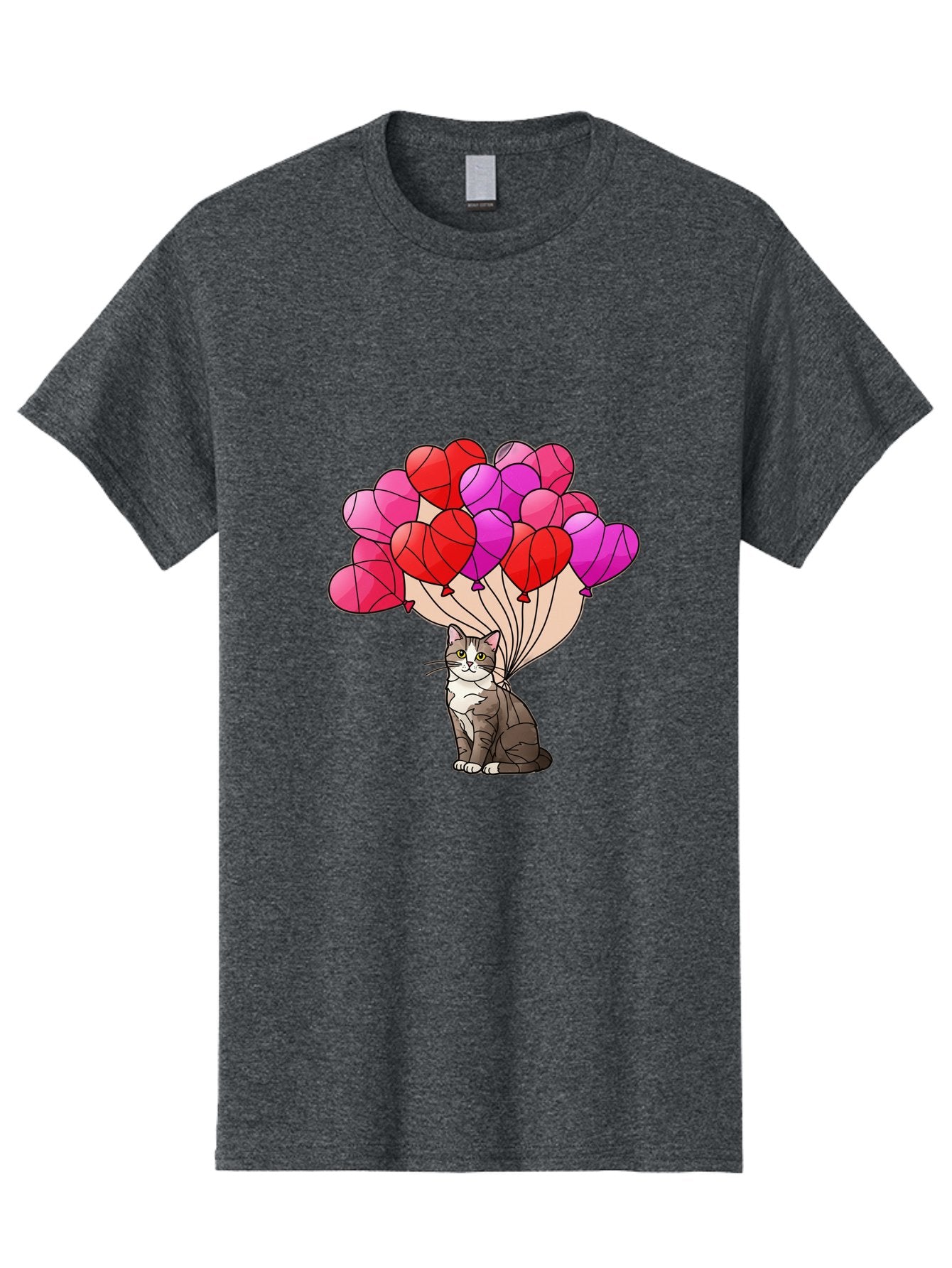 Cat-With-Heart-Balloons-2 Men'S Graphic Tee, 100% Cotton, Comfortable Casual Summer Wear, Machine Washable, Vintage Camera, Old Camera, Antique Camera, Black Camera, Classic Photography, Photography Equipment, Nostalgic Device, Film Camera, Bah714 6
