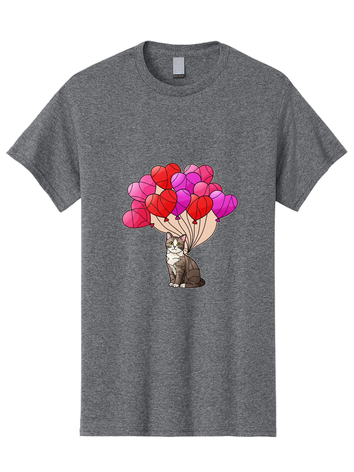 Cat-With-Heart-Balloons-2 Men'S Graphic Tee, 100% Cotton, Comfortable Casual Summer Wear, Machine Washable, Vintage Camera, Old Camera, Antique Camera, Black Camera, Classic Photography, Photography Equipment, Nostalgic Device, Film Camera, Bah714 15