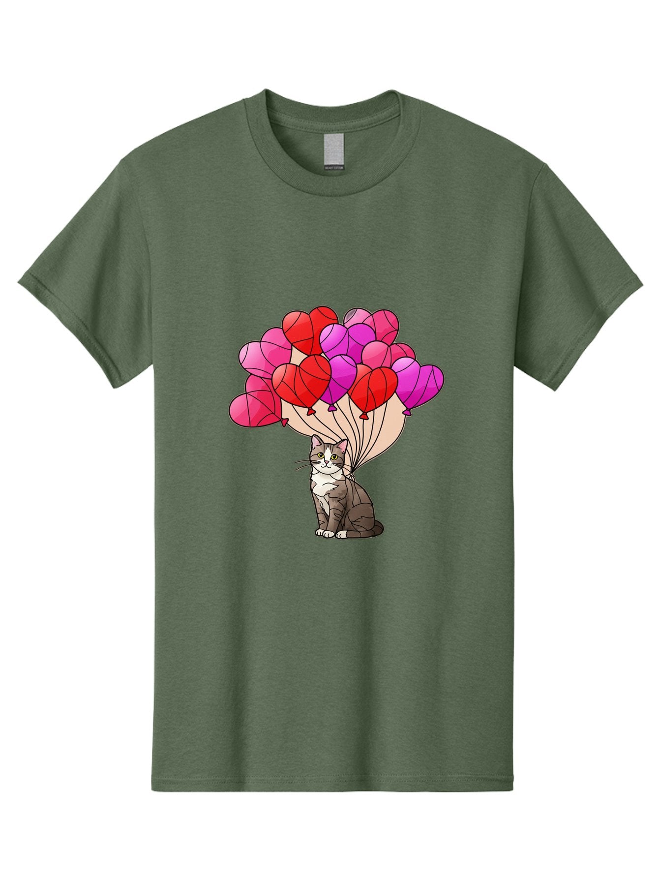 Cat-With-Heart-Balloons-2 Men'S Graphic Tee, 100% Cotton, Comfortable Casual Summer Wear, Machine Washable, Vintage Camera, Old Camera, Antique Camera, Black Camera, Classic Photography, Photography Equipment, Nostalgic Device, Film Camera, Bah714