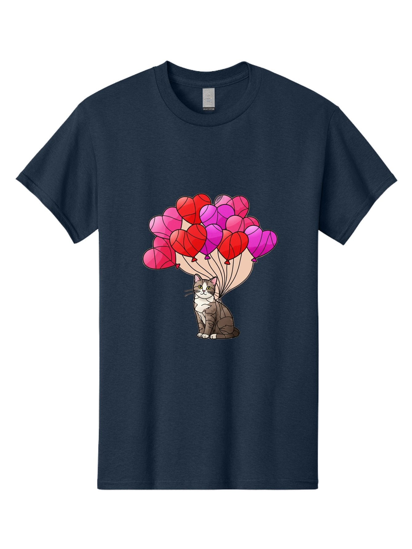 Cat-With-Heart-Balloons-2 Men'S Graphic Tee, 100% Cotton, Comfortable Casual Summer Wear, Machine Washable, Vintage Camera, Old Camera, Antique Camera, Black Camera, Classic Photography, Photography Equipment, Nostalgic Device, Film Camera, Bah714 14