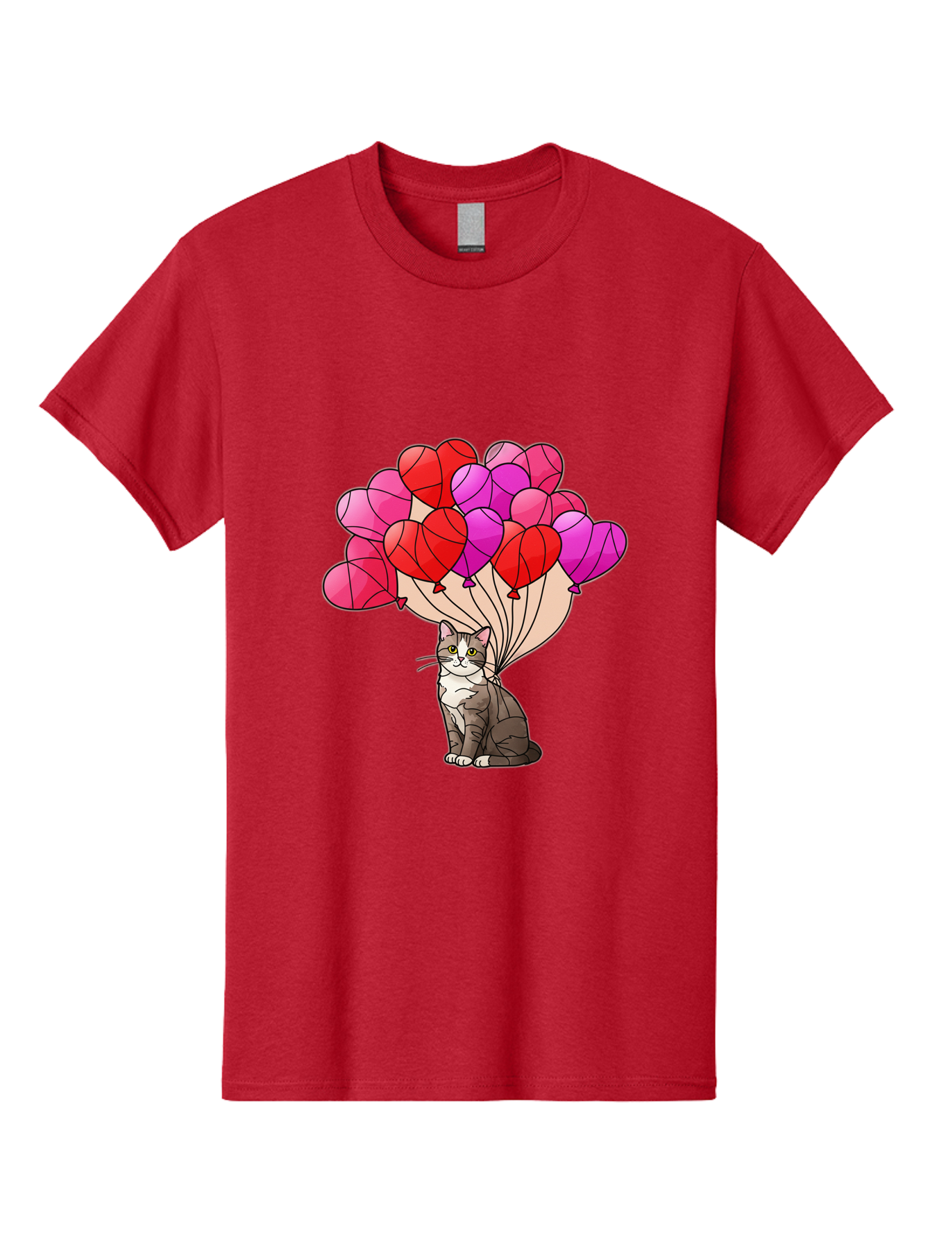 Cat-With-Heart-Balloons-2 Men'S Graphic Tee, 100% Cotton, Comfortable Casual Summer Wear, Machine Washable, Vintage Camera, Old Camera, Antique Camera, Black Camera, Classic Photography, Photography Equipment, Nostalgic Device, Film Camera, Bah714