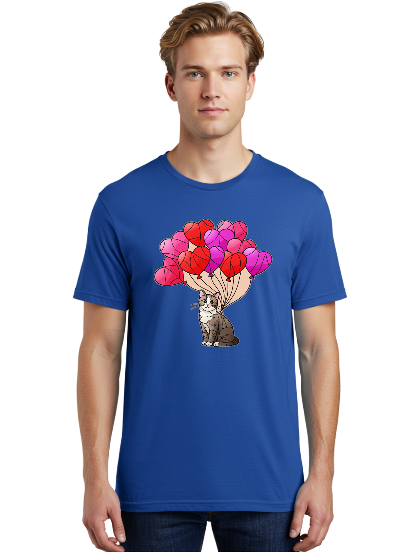 Cat-With-Heart-Balloons-2 Men'S Graphic Tee, 100% Cotton, Comfortable Casual Summer Wear, Machine Washable, Vintage Camera, Old Camera, Antique Camera, Black Camera, Classic Photography, Photography Equipment, Nostalgic Device, Film Camera, Bah714 28