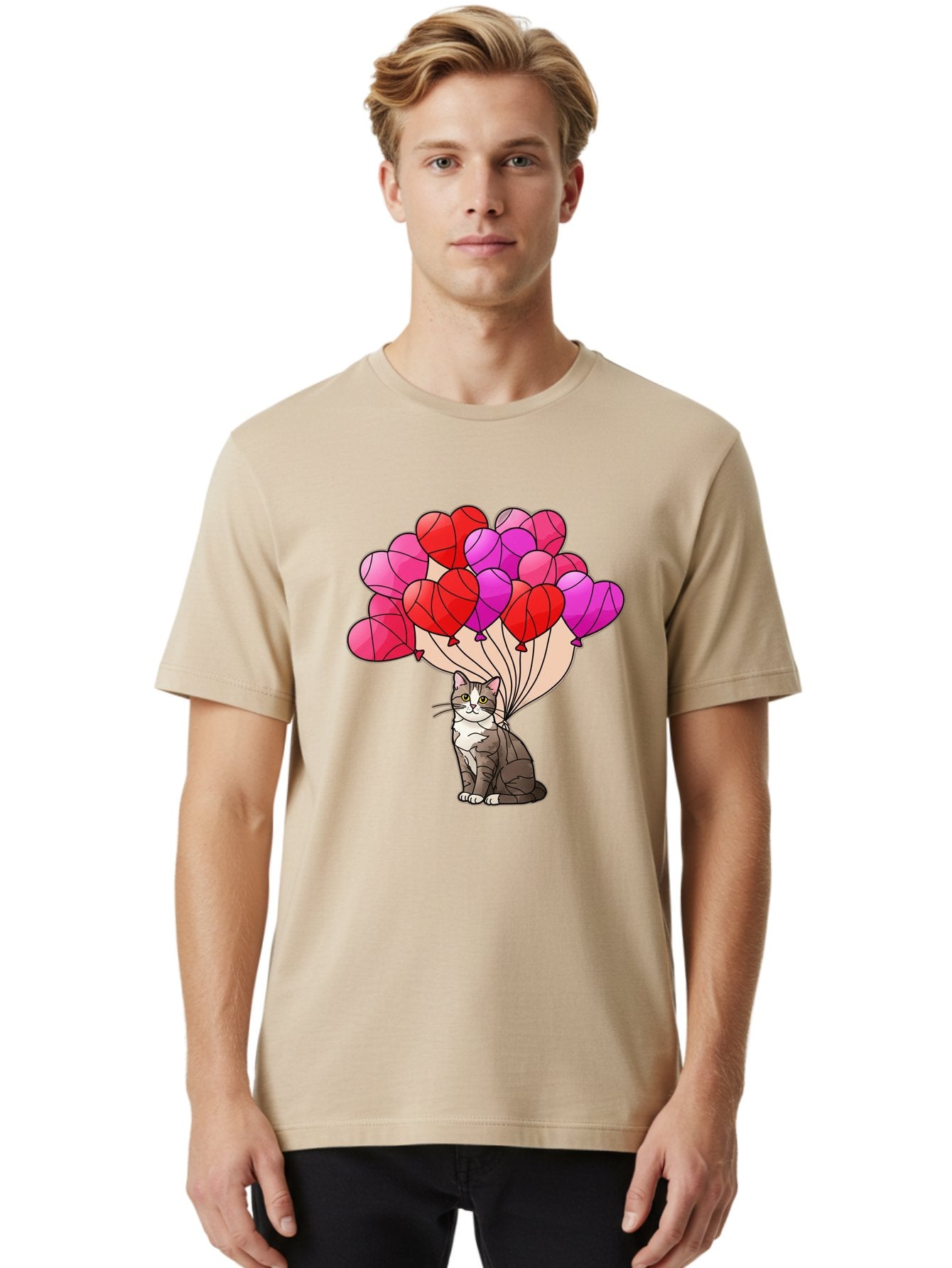 Cat-With-Heart-Balloons-2 Men'S Graphic Tee, 100% Cotton, Comfortable Casual Summer Wear, Machine Washable, Vintage Camera, Old Camera, Antique Camera, Black Camera, Classic Photography, Photography Equipment, Nostalgic Device, Film Camera, Bah714 26