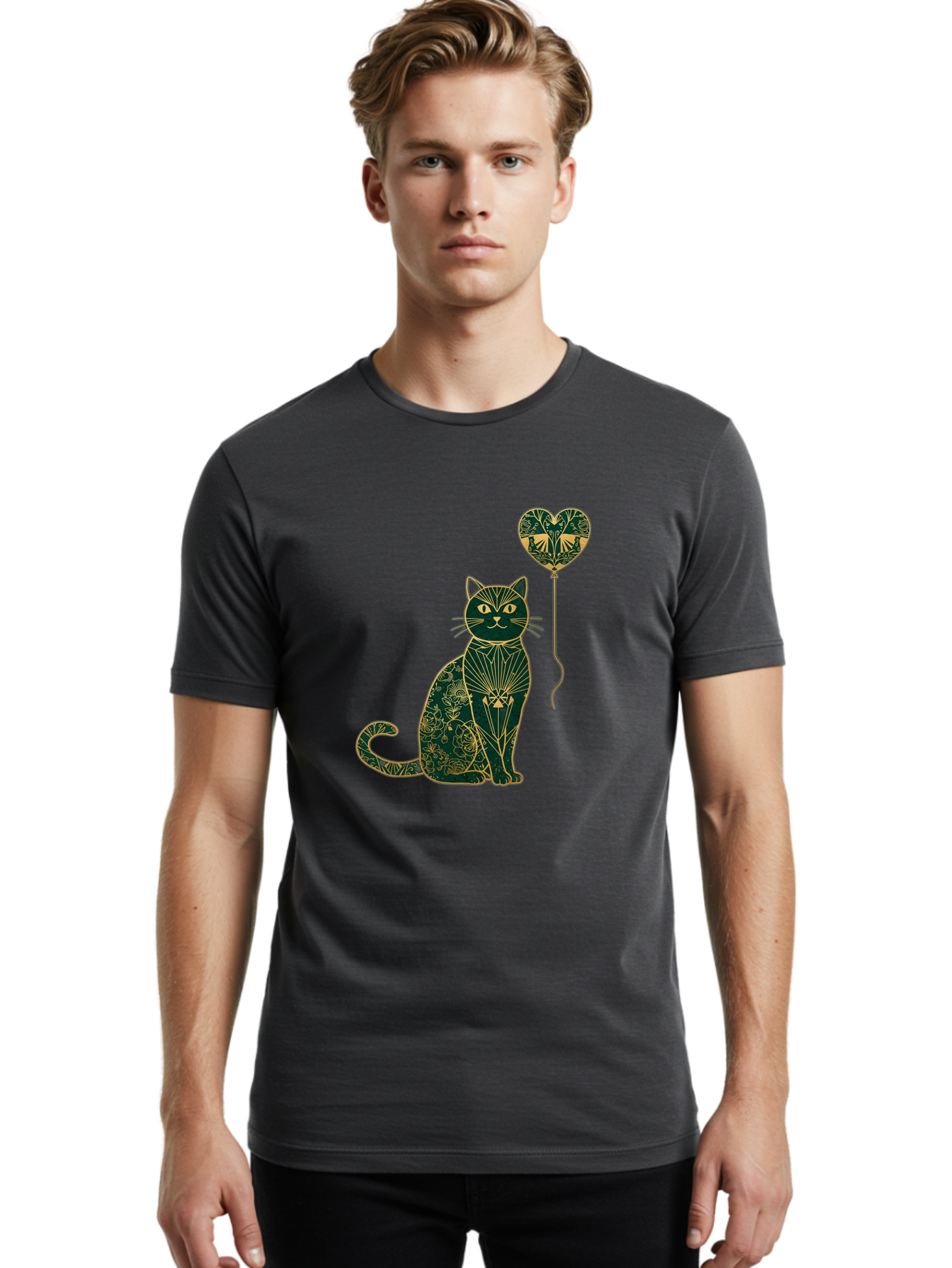Cat-With-Heart-Shaped-Balloon-1 Men'S Graphic Tee, 100% Cotton, Comfortable Casual Summer Wear, Machine Washable, Vintage Camera, Old Camera, Antique Camera, Black Camera, Classic Photography, Photography Equipment, Nostalgic Device, Bah716 22