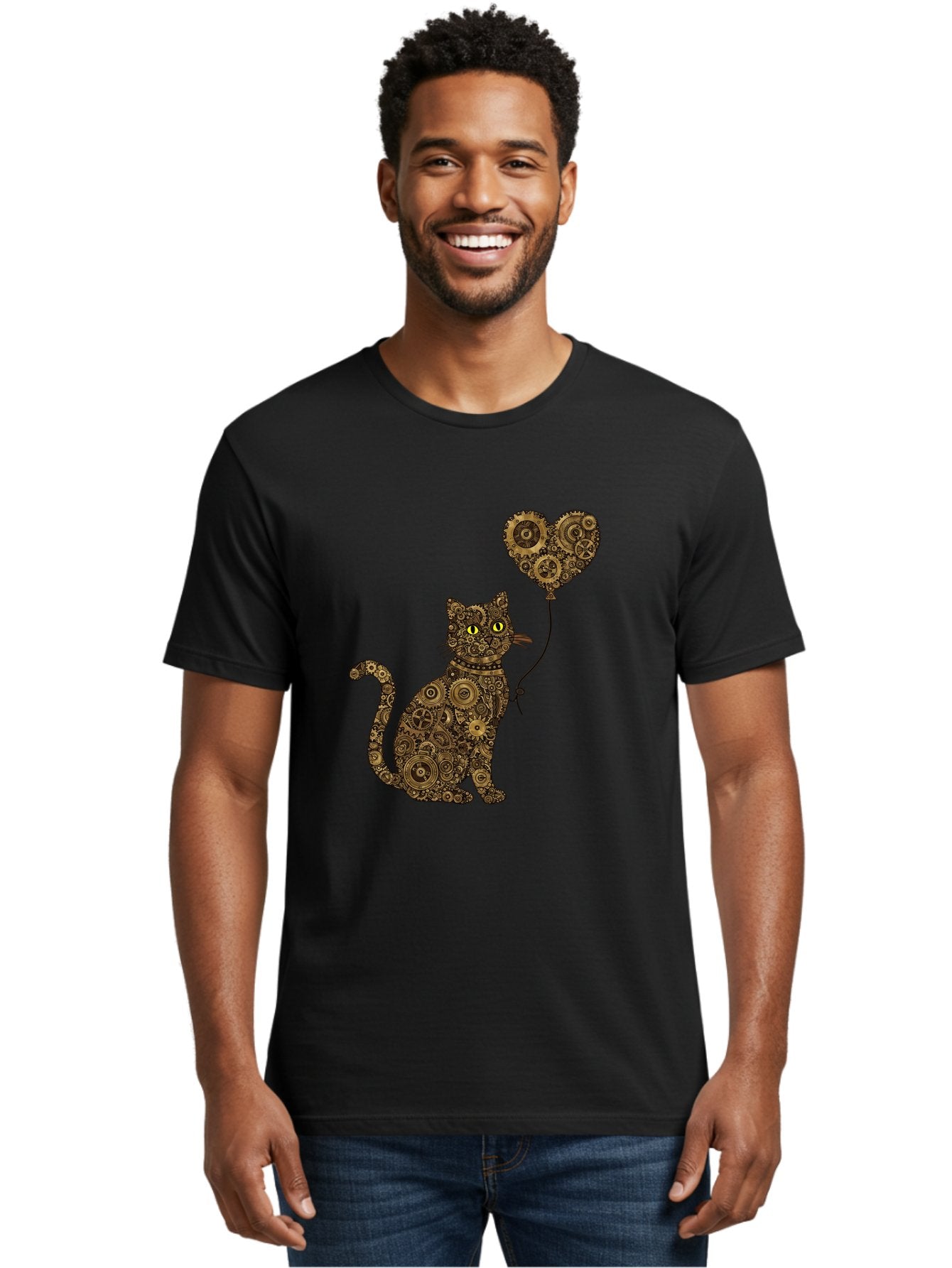 Cat-With-Heart-Shaped-Balloon Men'S Graphic Tee, 100% Cotton, Comfortable Casual Summer Wear, Machine Washable, Vintage Camera, Old Camera, Antique Camera, Black Camera, Classic Photography, Photography Equipment, Nostalgic Device, Bah717 23