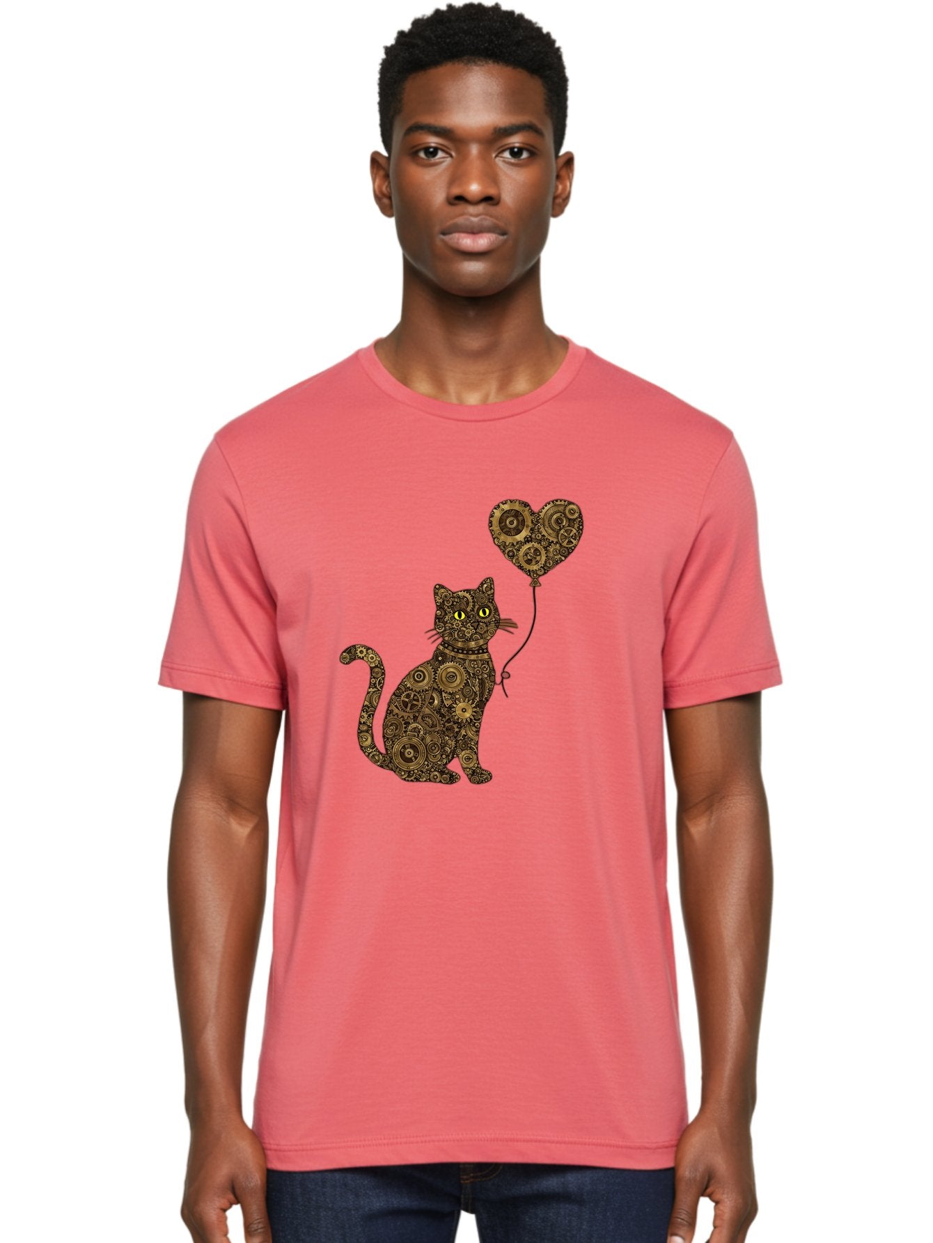 Cat-With-Heart-Shaped-Balloon Men'S Graphic Tee, 100% Cotton, Comfortable Casual Summer Wear, Machine Washable, Vintage Camera, Old Camera, Antique Camera, Black Camera, Classic Photography, Photography Equipment, Nostalgic Device, Bah717 19