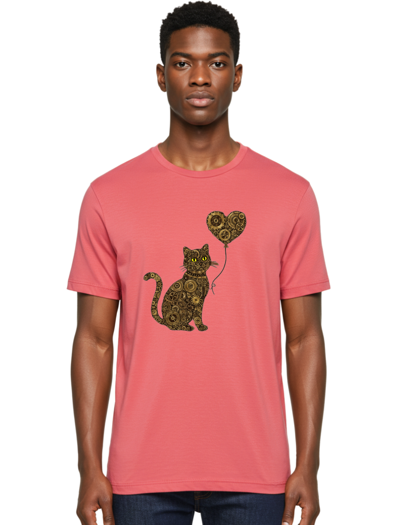 Cat-With-Heart-Shaped-Balloon Men'S Graphic Tee, 100% Cotton, Comfortable Casual Summer Wear, Machine Washable, Vintage Camera, Old Camera, Antique Camera, Black Camera, Classic Photography, Photography Equipment, Nostalgic Device, Bah717 26