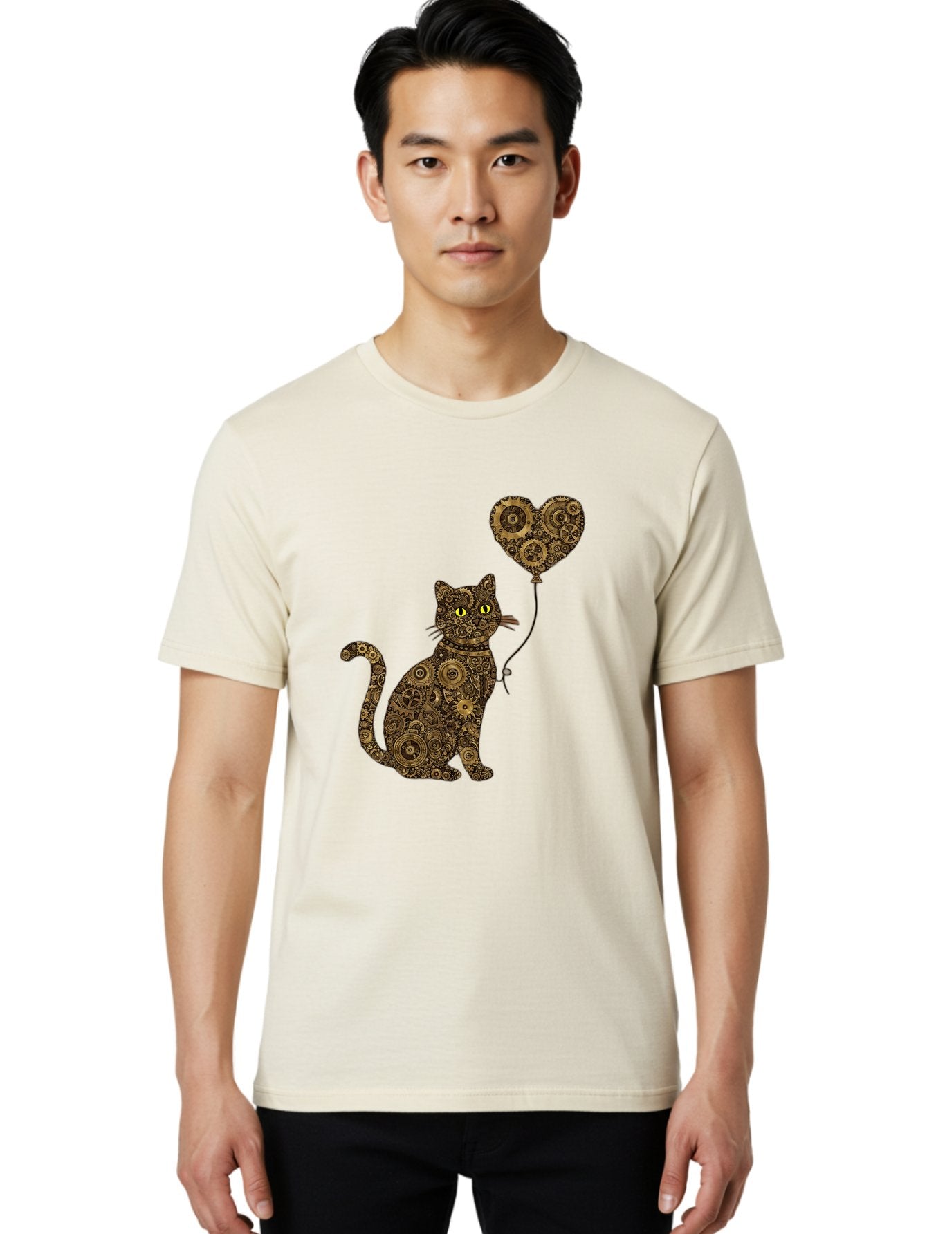 Cat-With-Heart-Shaped-Balloon Men'S Graphic Tee, 100% Cotton, Comfortable Casual Summer Wear, Machine Washable, Vintage Camera, Old Camera, Antique Camera, Black Camera, Classic Photography, Photography Equipment, Nostalgic Device, Bah717 30