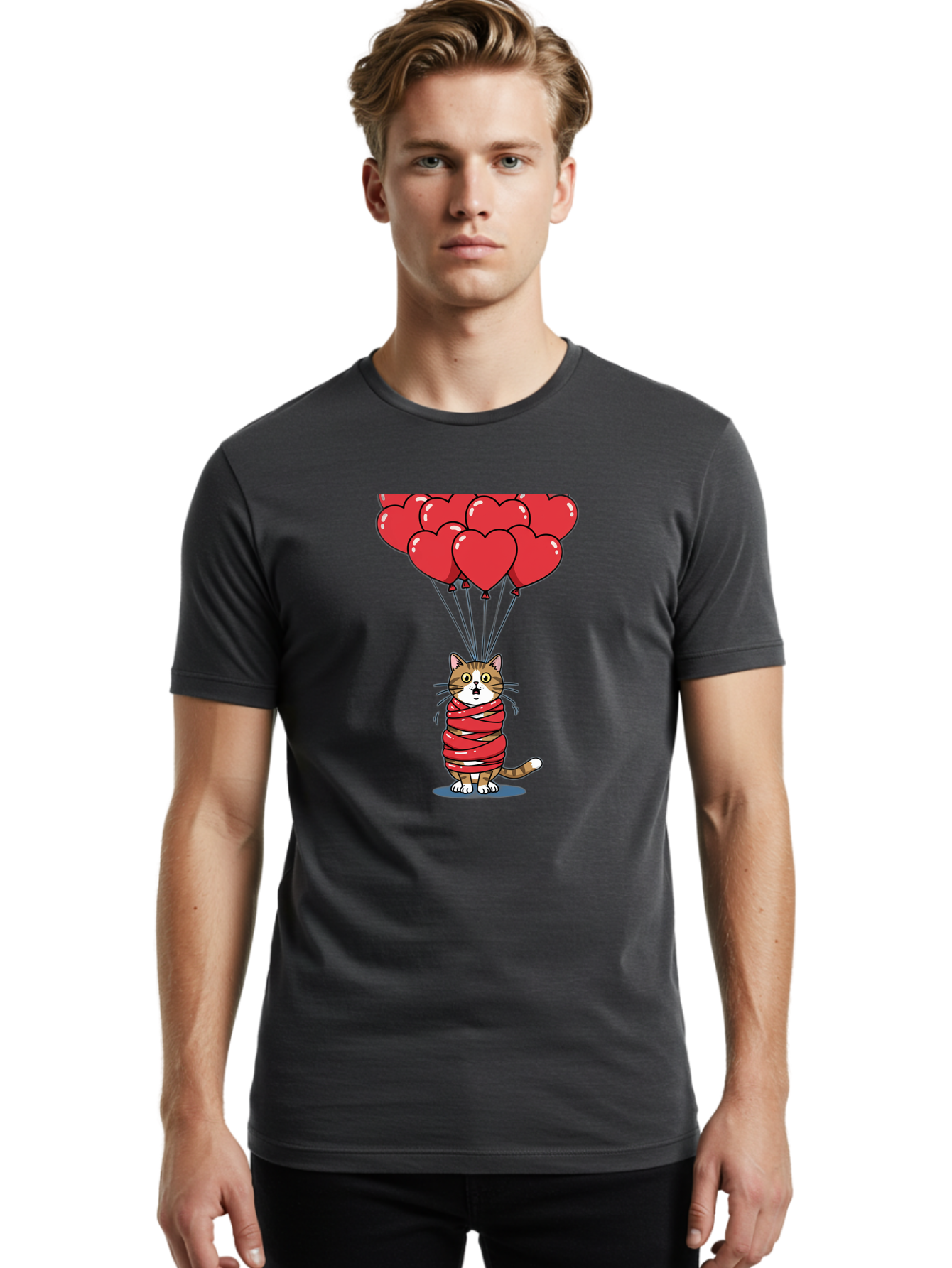 Cat-With-Red-Balloons Men'S Graphic Tee, 100% Cotton, Comfortable Casual Summer Wear, Machine Washable, Vintage Camera, Old Camera, Antique Camera, Black Camera, Classic Photography, Photography Equipment, Nostalgic Device, Film Camera, Bah719 16