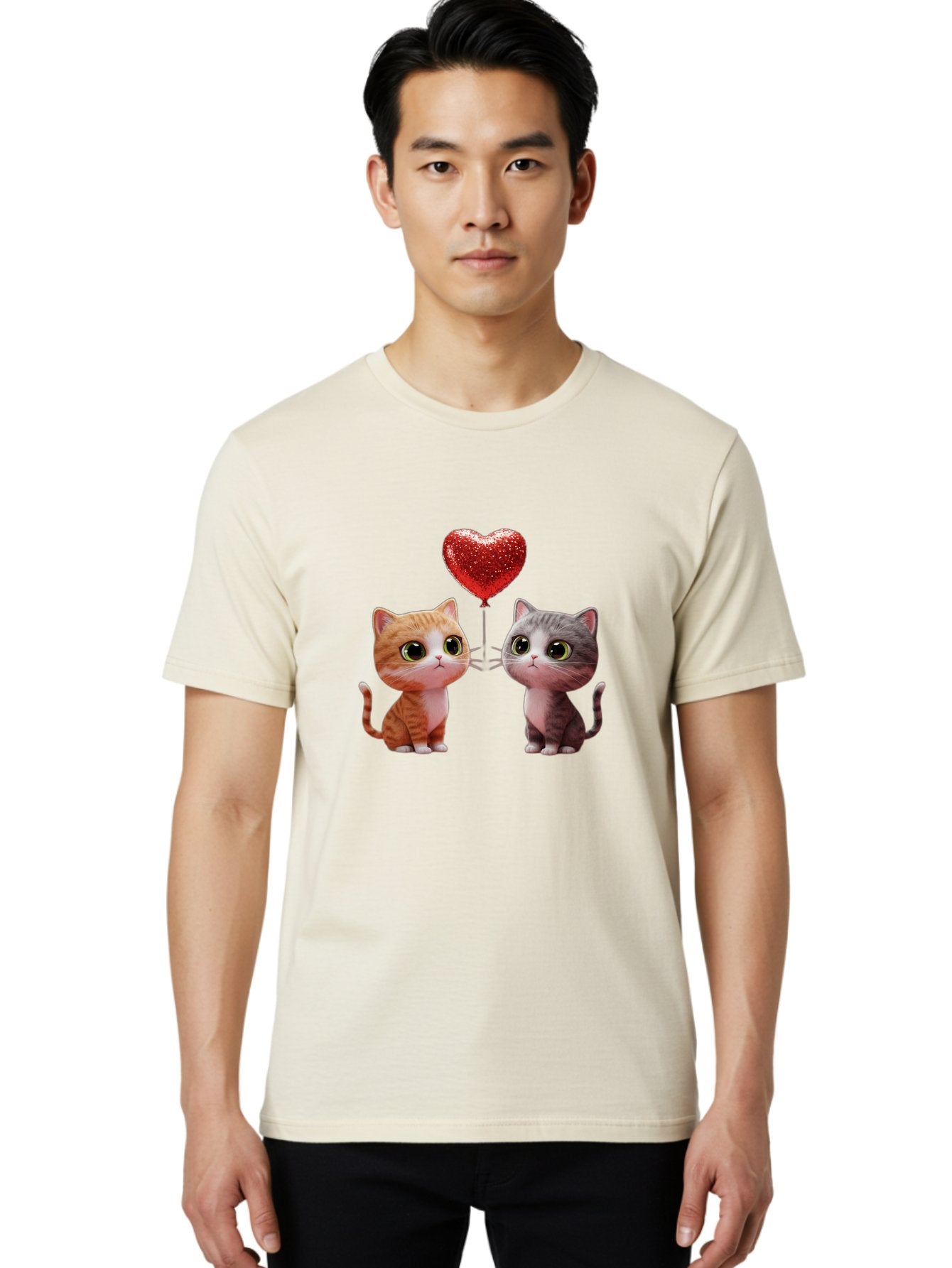 Cats-With-Heart-Balloon-1 Men'S Graphic Tee, 100% Cotton, Comfortable Casual Summer Wear, Machine Washable, Vintage Camera, Old Camera, Antique Camera, Black Camera, Classic Photography, Photography Equipment, Nostalgic Device, Film Camera, Bah722 29