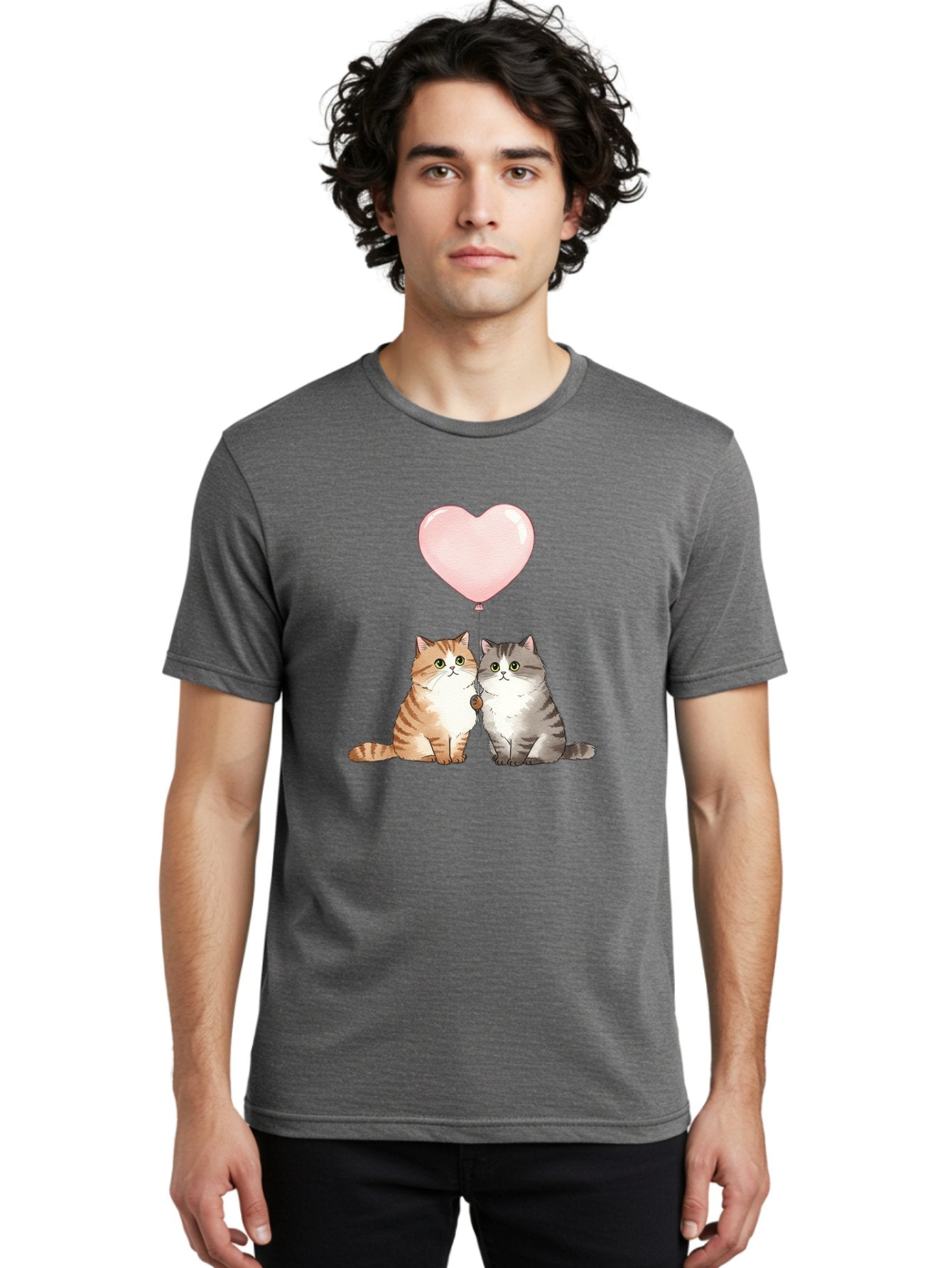 Cats-With-Heart-Balloon-2 Men'S Graphic Tee, 100% Cotton, Comfortable Casual Summer Wear, Machine Washable, Vintage Camera, Old Camera, Antique Camera, Black Camera, Classic Photography, Photography Equipment, Nostalgic Device, Film Camera, Bah723 25