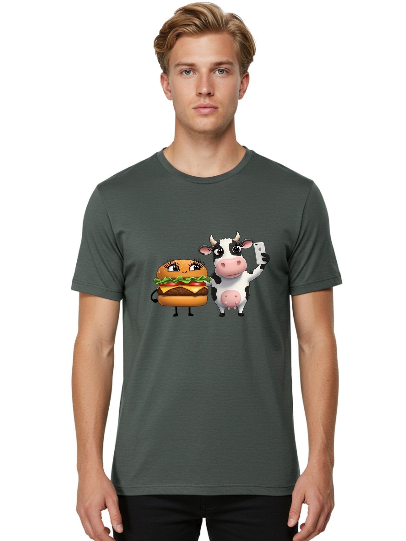 Cheeseburger-Cow-1 Men'S Graphic Tee, 100% Cotton, Comfortable Casual Summer Wear, Machine Washable, Vintage Camera, Old Camera, Antique Camera, Black Camera, Classic Photography, Photography Equipment, Nostalgic Device, Film Camera, Bah726 19