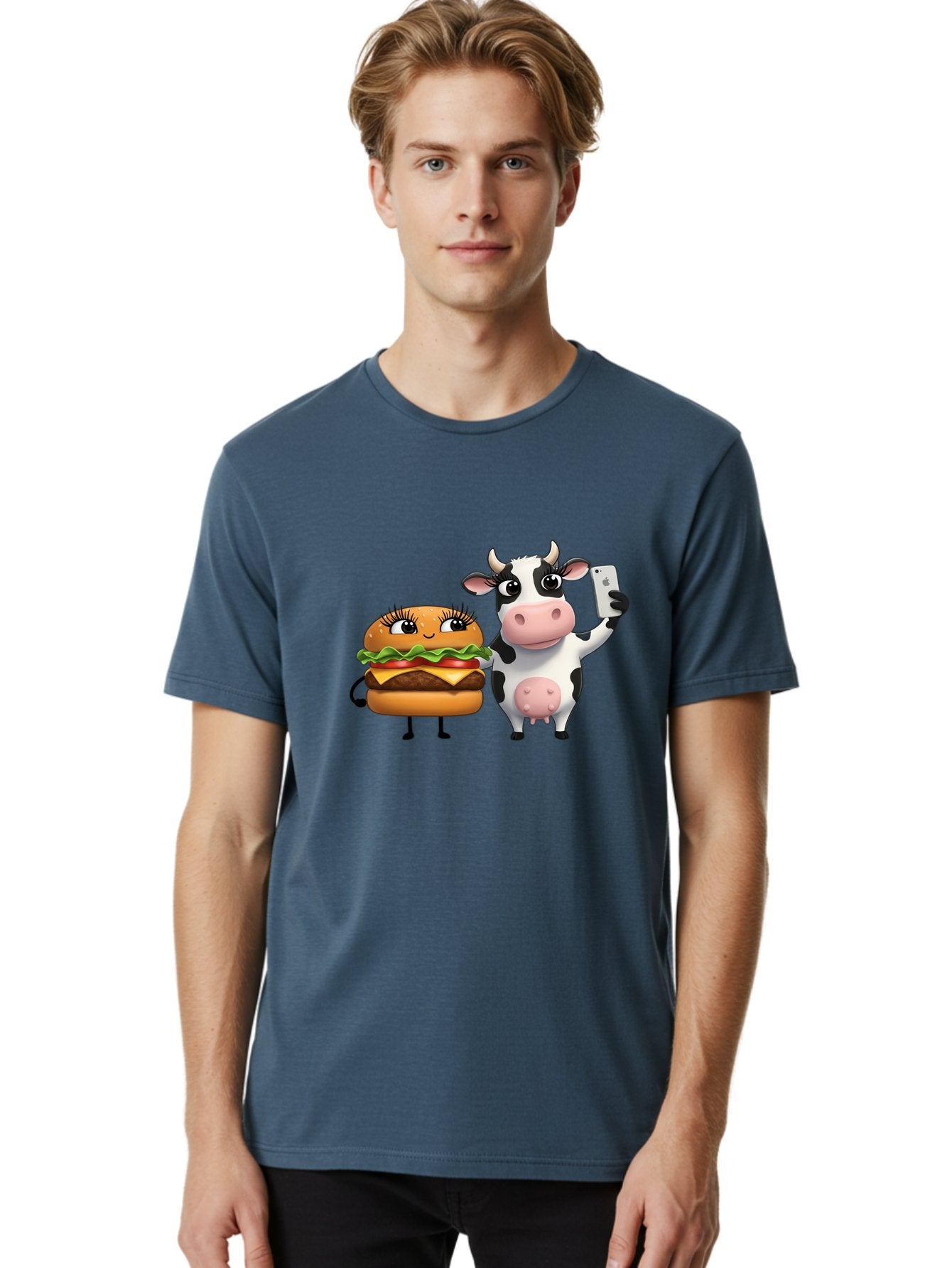 Cheeseburger-Cow-1 Men'S Graphic Tee, 100% Cotton, Comfortable Casual Summer Wear, Machine Washable, Vintage Camera, Old Camera, Antique Camera, Black Camera, Classic Photography, Photography Equipment, Nostalgic Device, Film Camera, Bah726 20