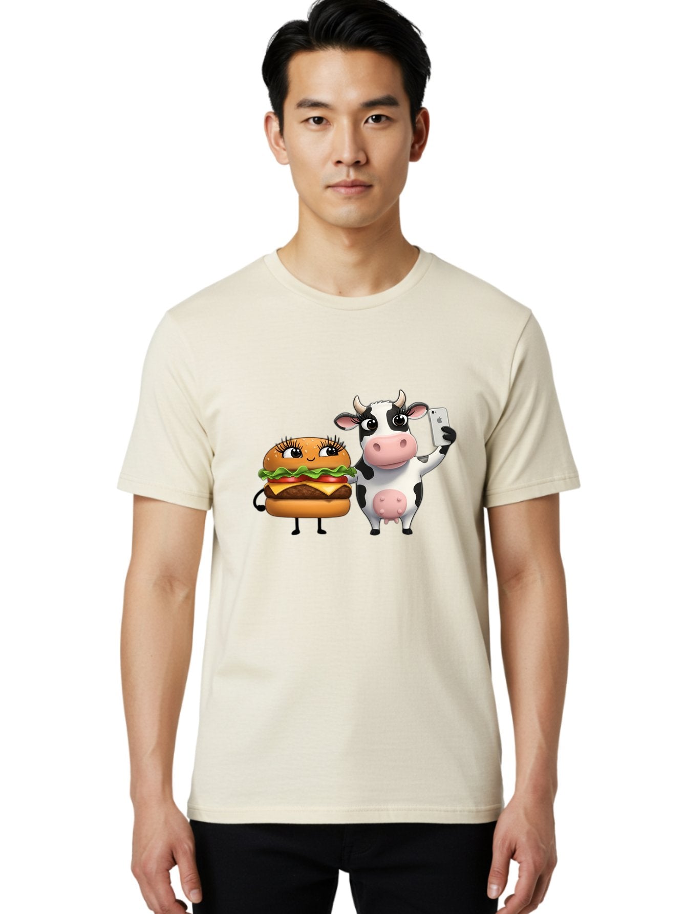 Cheeseburger-Cow-1 Men'S Graphic Tee, 100% Cotton, Comfortable Casual Summer Wear, Machine Washable, Vintage Camera, Old Camera, Antique Camera, Black Camera, Classic Photography, Photography Equipment, Nostalgic Device, Film Camera, Bah726 23