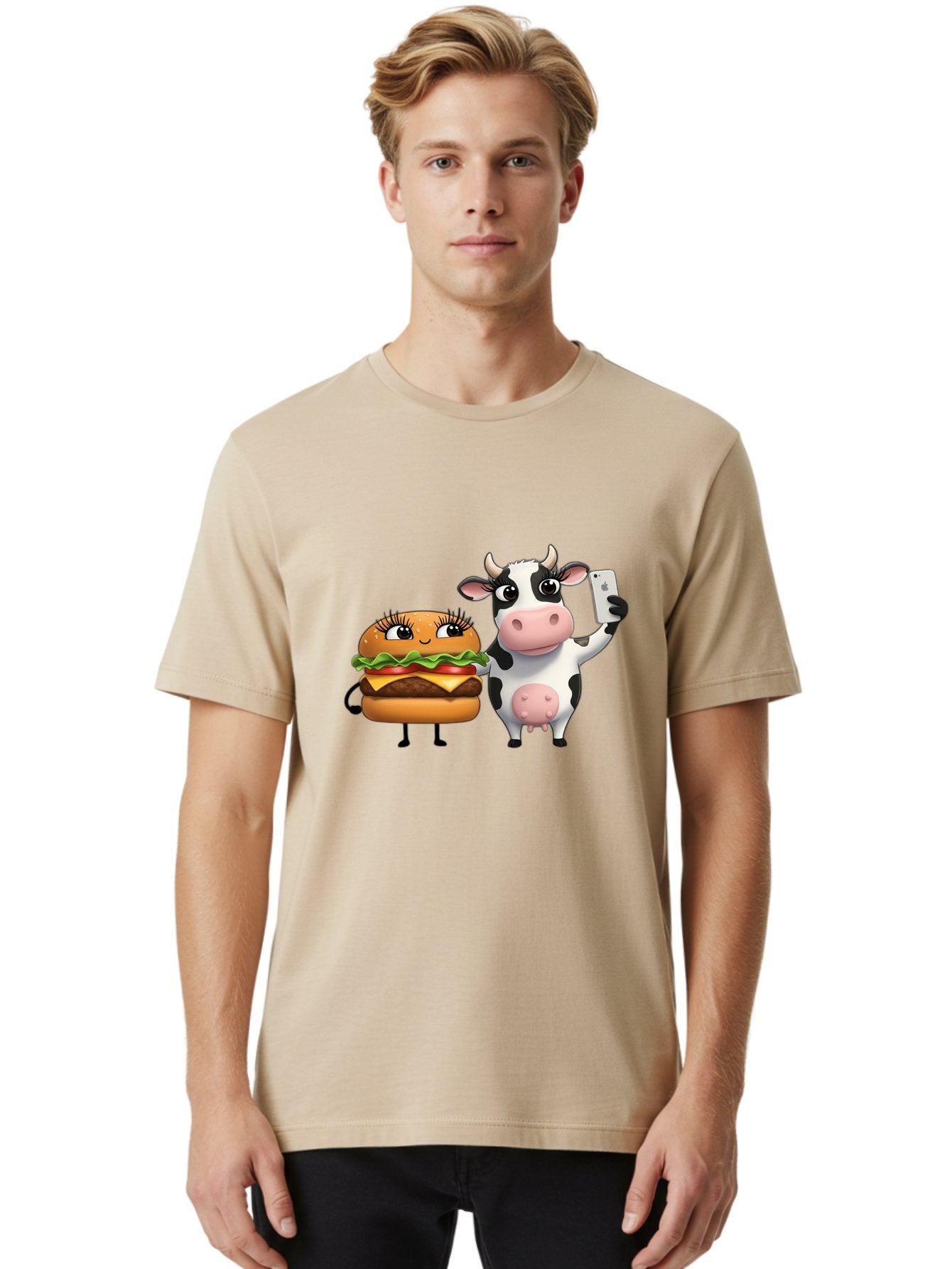 Cheeseburger-Cow-1 Men'S Graphic Tee, 100% Cotton, Comfortable Casual Summer Wear, Machine Washable, Vintage Camera, Old Camera, Antique Camera, Black Camera, Classic Photography, Photography Equipment, Nostalgic Device, Film Camera, Bah726 28
