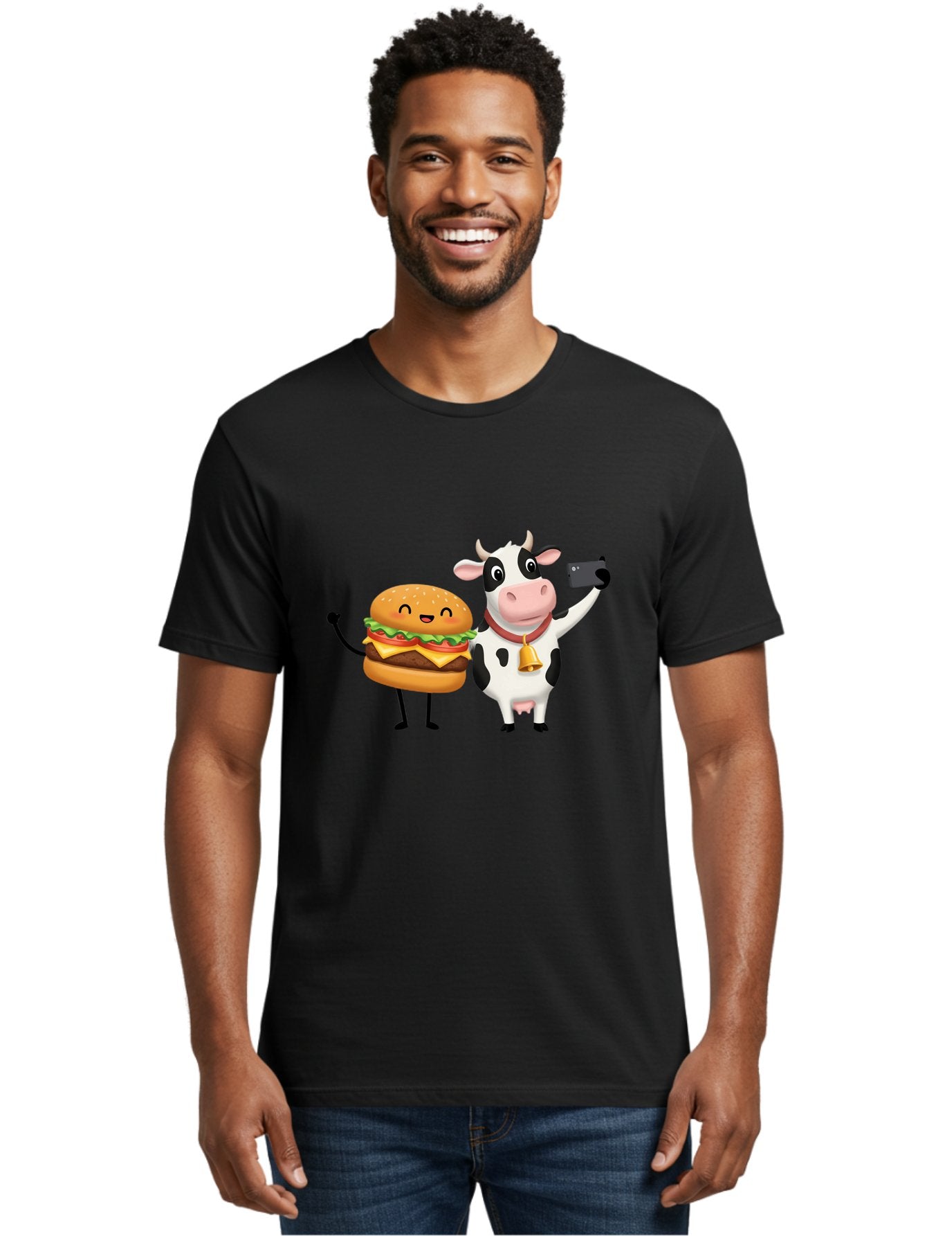 Cheeseburger-Cow Men'S Graphic Tee, 100% Cotton, Comfortable Casual Summer Wear, Machine Washable, Vintage Camera, Old Camera, Antique Camera, Black Camera, Classic Photography, Photography Equipment, Nostalgic Device, Film Camera, Camera Art Bah727 26