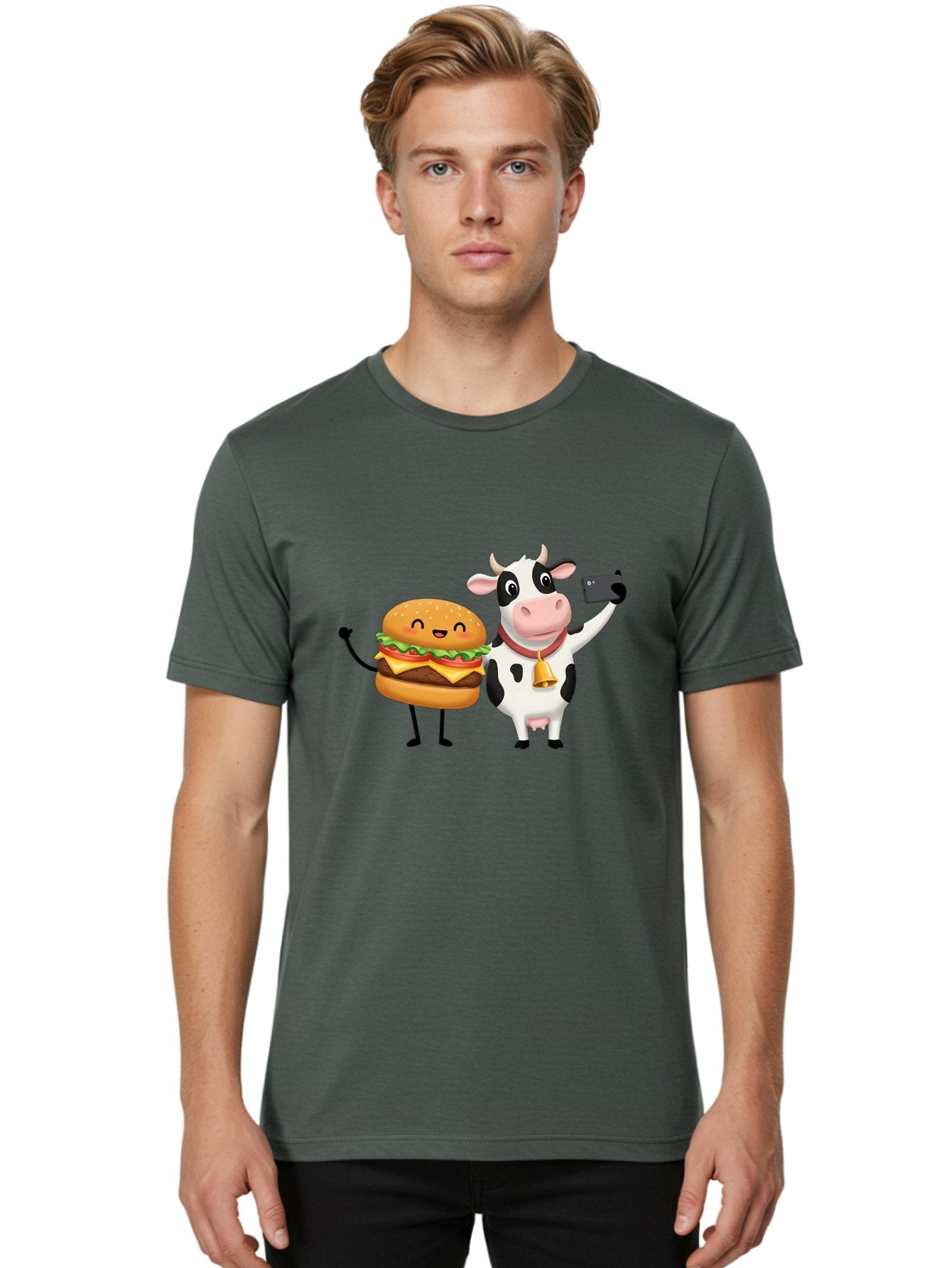 Cheeseburger-Cow Men'S Graphic Tee, 100% Cotton, Comfortable Casual Summer Wear, Machine Washable, Vintage Camera, Old Camera, Antique Camera, Black Camera, Classic Photography, Photography Equipment, Nostalgic Device, Film Camera, Camera Art Bah727 29