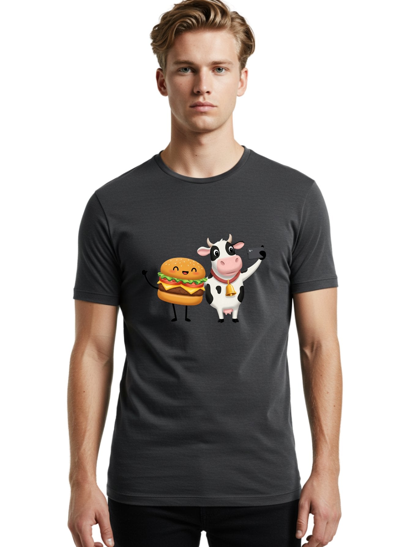 Cheeseburger-Cow Men'S Graphic Tee, 100% Cotton, Comfortable Casual Summer Wear, Machine Washable, Vintage Camera, Old Camera, Antique Camera, Black Camera, Classic Photography, Photography Equipment, Nostalgic Device, Film Camera, Camera Art Bah727 22