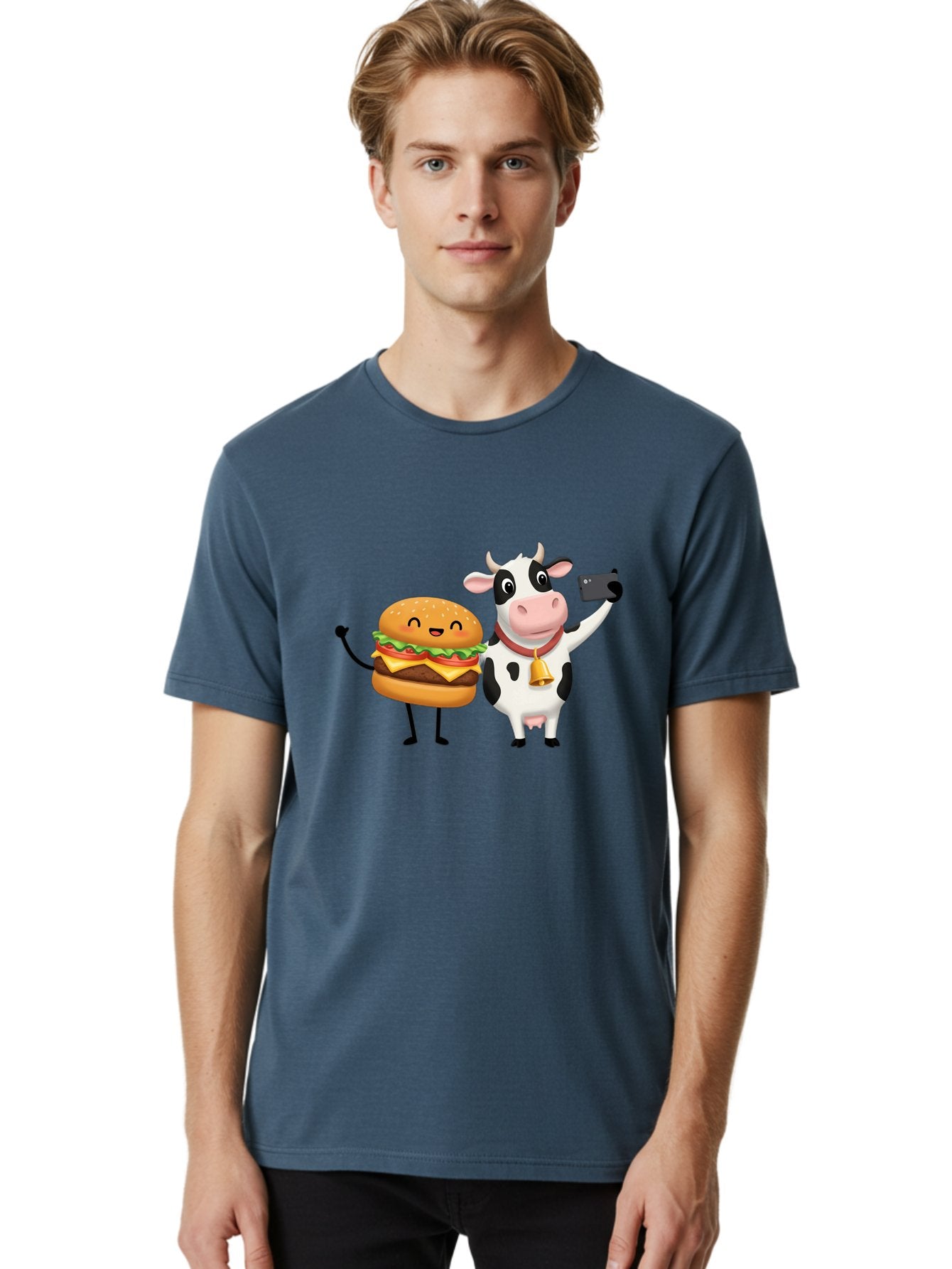 Cheeseburger-Cow Men'S Graphic Tee, 100% Cotton, Comfortable Casual Summer Wear, Machine Washable, Vintage Camera, Old Camera, Antique Camera, Black Camera, Classic Photography, Photography Equipment, Nostalgic Device, Film Camera, Camera Art Bah727 16