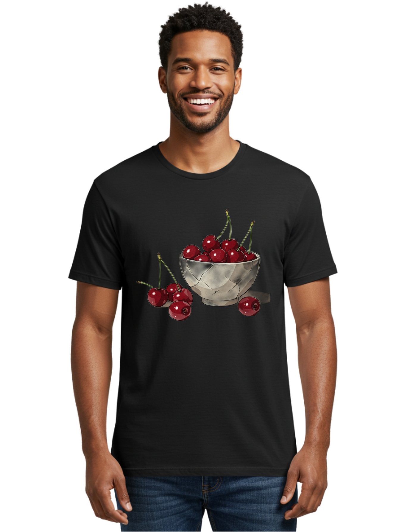 Cherries-1 Men'S Graphic Tee, 100% Cotton, Comfortable Casual Summer Wear, Machine Washable, Vintage Camera, Old Camera, Antique Camera, Black Camera, Classic Photography, Photography Equipment, Nostalgic Device, Film Camera, Camera Art Bah729 16