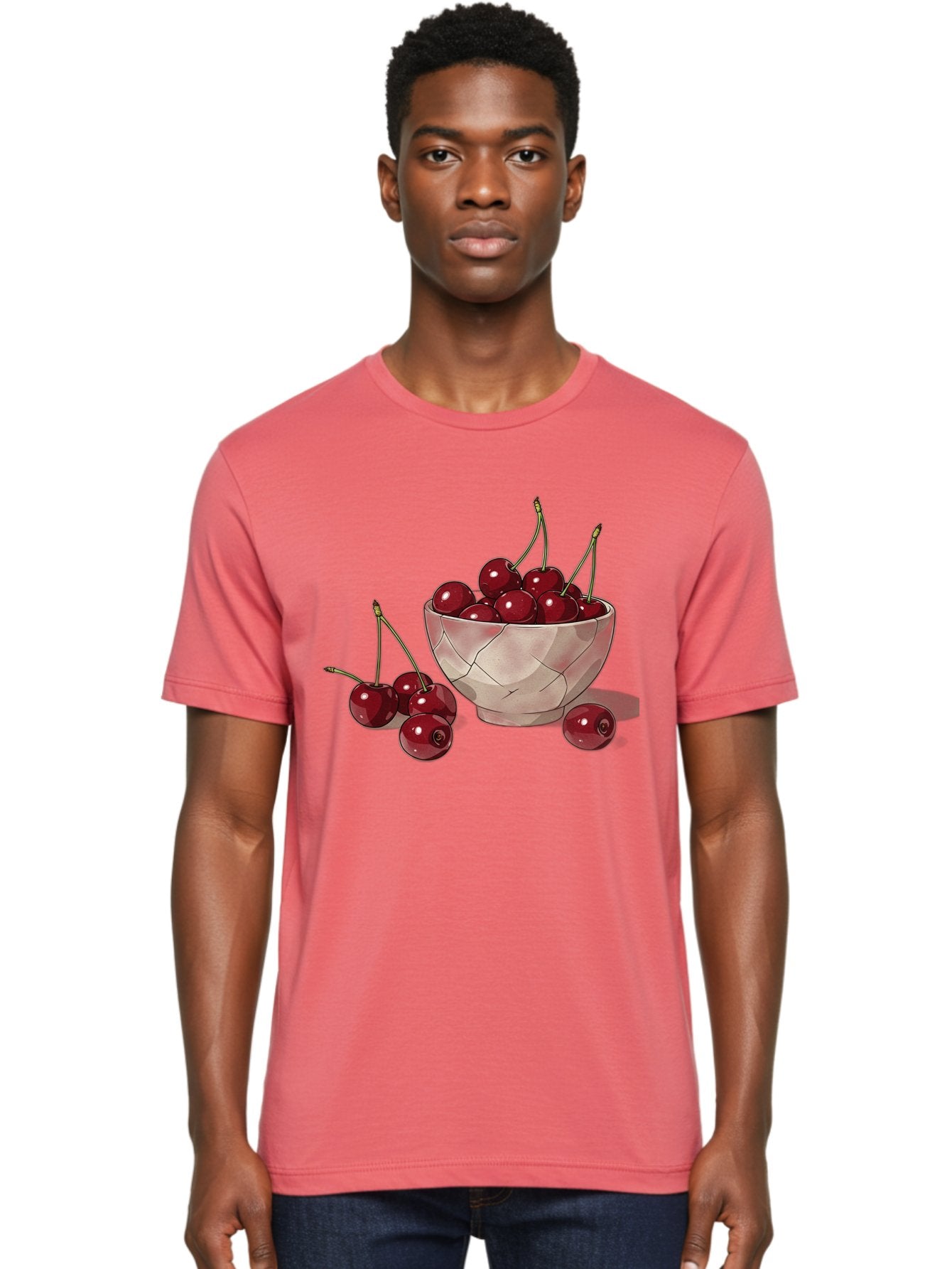Cherries-1 Men'S Graphic Tee, 100% Cotton, Comfortable Casual Summer Wear, Machine Washable, Vintage Camera, Old Camera, Antique Camera, Black Camera, Classic Photography, Photography Equipment, Nostalgic Device, Film Camera, Camera Art Bah729 30