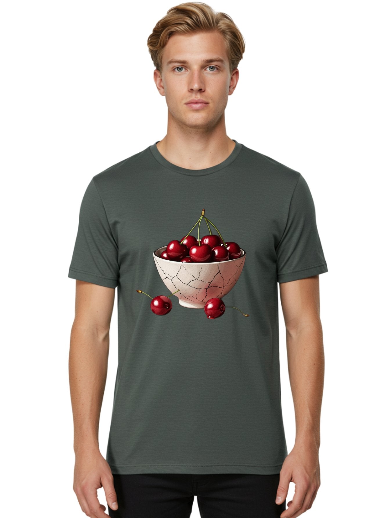 Cherries-2 Men'S Graphic Tee, 100% Cotton, Comfortable Casual Summer Wear, Machine Washable, Vintage Camera, Old Camera, Antique Camera, Black Camera, Classic Photography, Photography Equipment, Nostalgic Device, Film Camera, Camera Art Bah730 17
