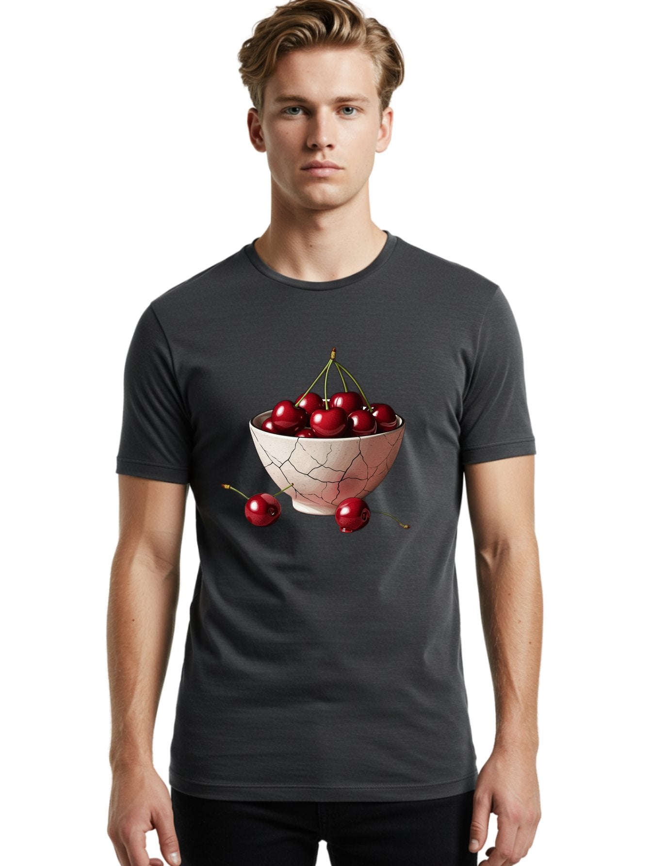 Cherries-2 Men'S Graphic Tee, 100% Cotton, Comfortable Casual Summer Wear, Machine Washable, Vintage Camera, Old Camera, Antique Camera, Black Camera, Classic Photography, Photography Equipment, Nostalgic Device, Film Camera, Camera Art Bah730 21