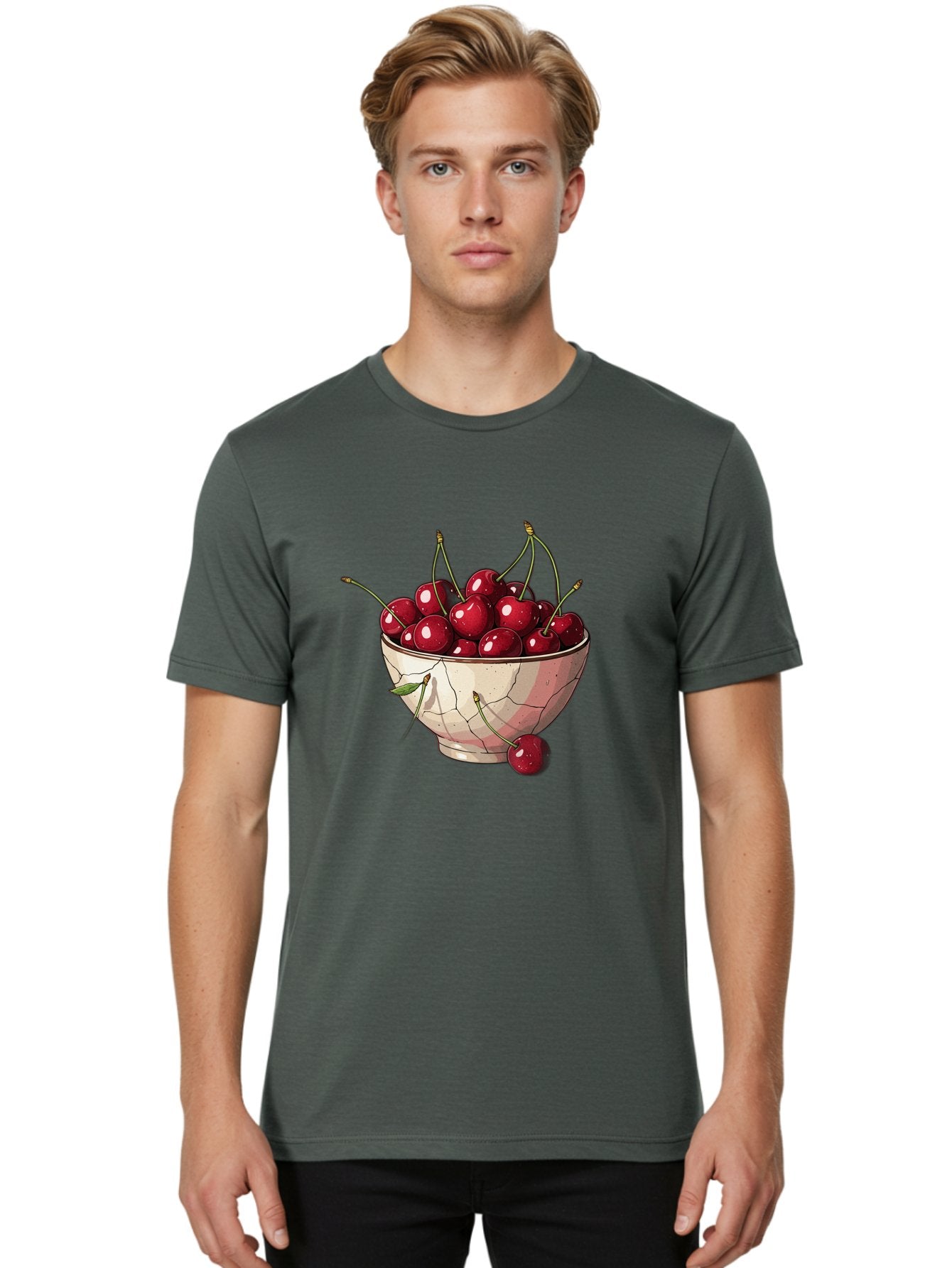 Cherries-In-Bowl-1 Men'S Graphic Tee, 100% Cotton, Comfortable Casual Summer Wear, Machine Washable, Vintage Camera, Old Camera, Antique Camera, Black Camera, Classic Photography, Photography Equipment, Nostalgic Device, Film Camera, Bah732 21