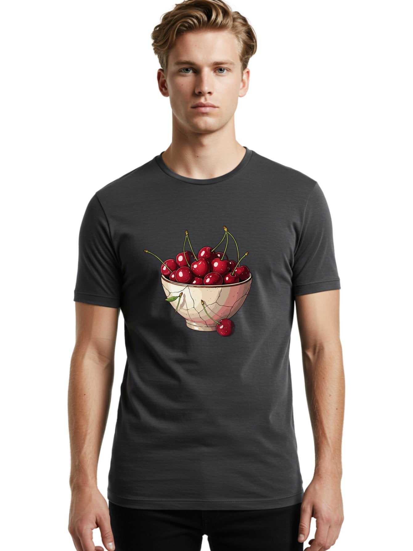 Cherries-In-Bowl-1 Men'S Graphic Tee, 100% Cotton, Comfortable Casual Summer Wear, Machine Washable, Vintage Camera, Old Camera, Antique Camera, Black Camera, Classic Photography, Photography Equipment, Nostalgic Device, Film Camera, Bah732 25