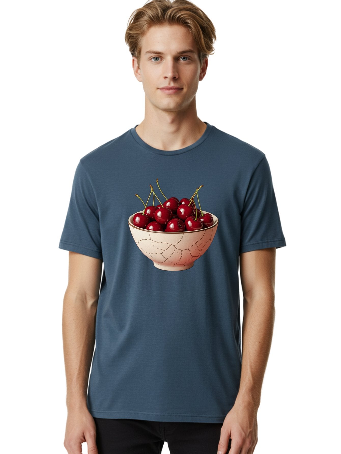 Cherries-In-Bowl-2 Men'S Graphic Tee, 100% Cotton, Comfortable Casual Summer Wear, Machine Washable, Vintage Camera, Old Camera, Antique Camera, Black Camera, Classic Photography, Photography Equipment, Nostalgic Device, Film Camera, Bah733 24