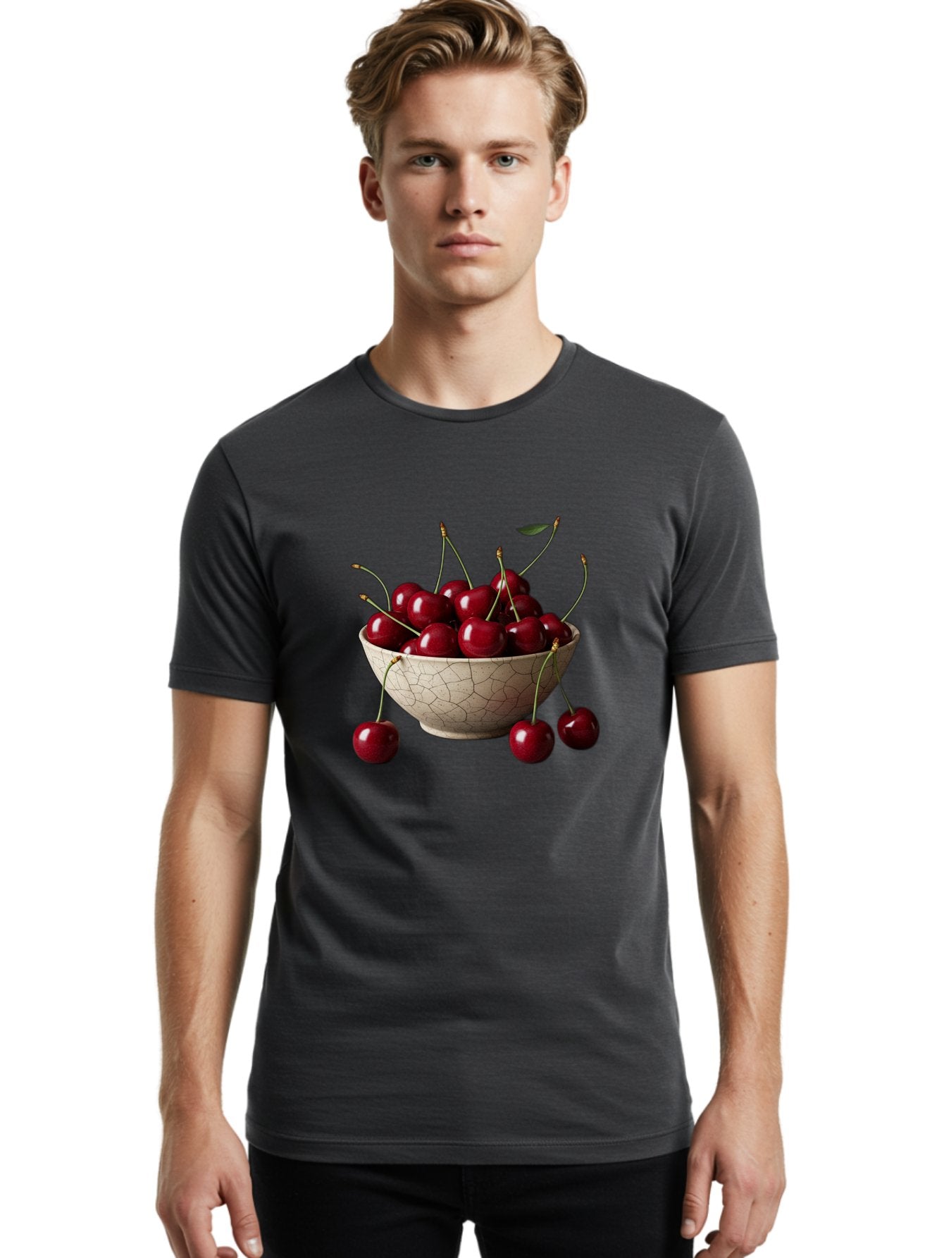 Cherries-In-Bowl Men'S Graphic Tee, 100% Cotton, Comfortable Casual Summer Wear, Machine Washable, Vintage Camera, Old Camera, Antique Camera, Black Camera, Classic Photography, Photography Equipment, Nostalgic Device, Film Camera, Camera Art Bah734 25