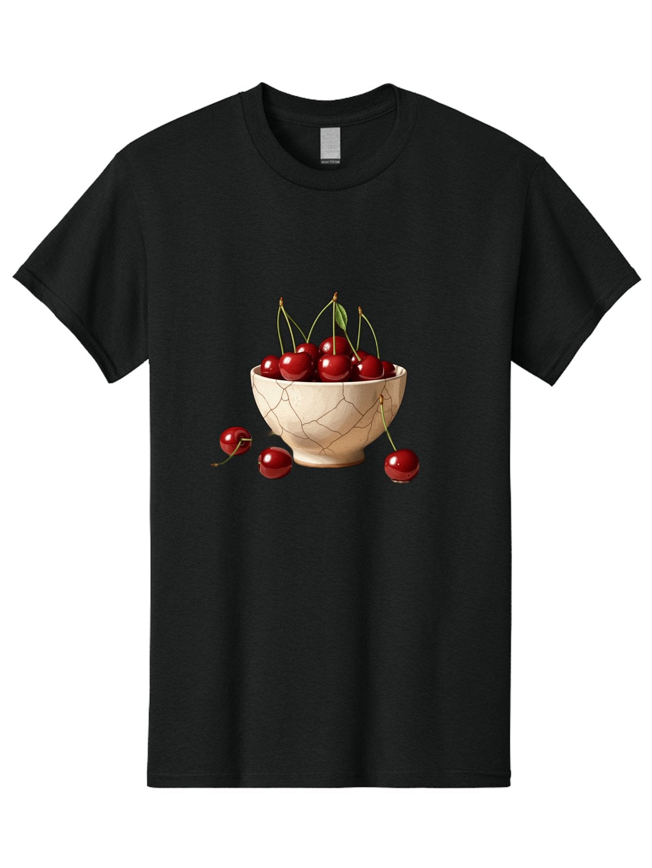 Cherries-In-Kintsugi-Bowl-1 Men'S Graphic Tee, 100% Cotton, Comfortable Casual Summer Wear, Machine Washable, Vintage Camera, Old Camera, Antique Camera, Black Camera, Classic Photography, Photography Equipment, Nostalgic Device, Film Camera, Bah739