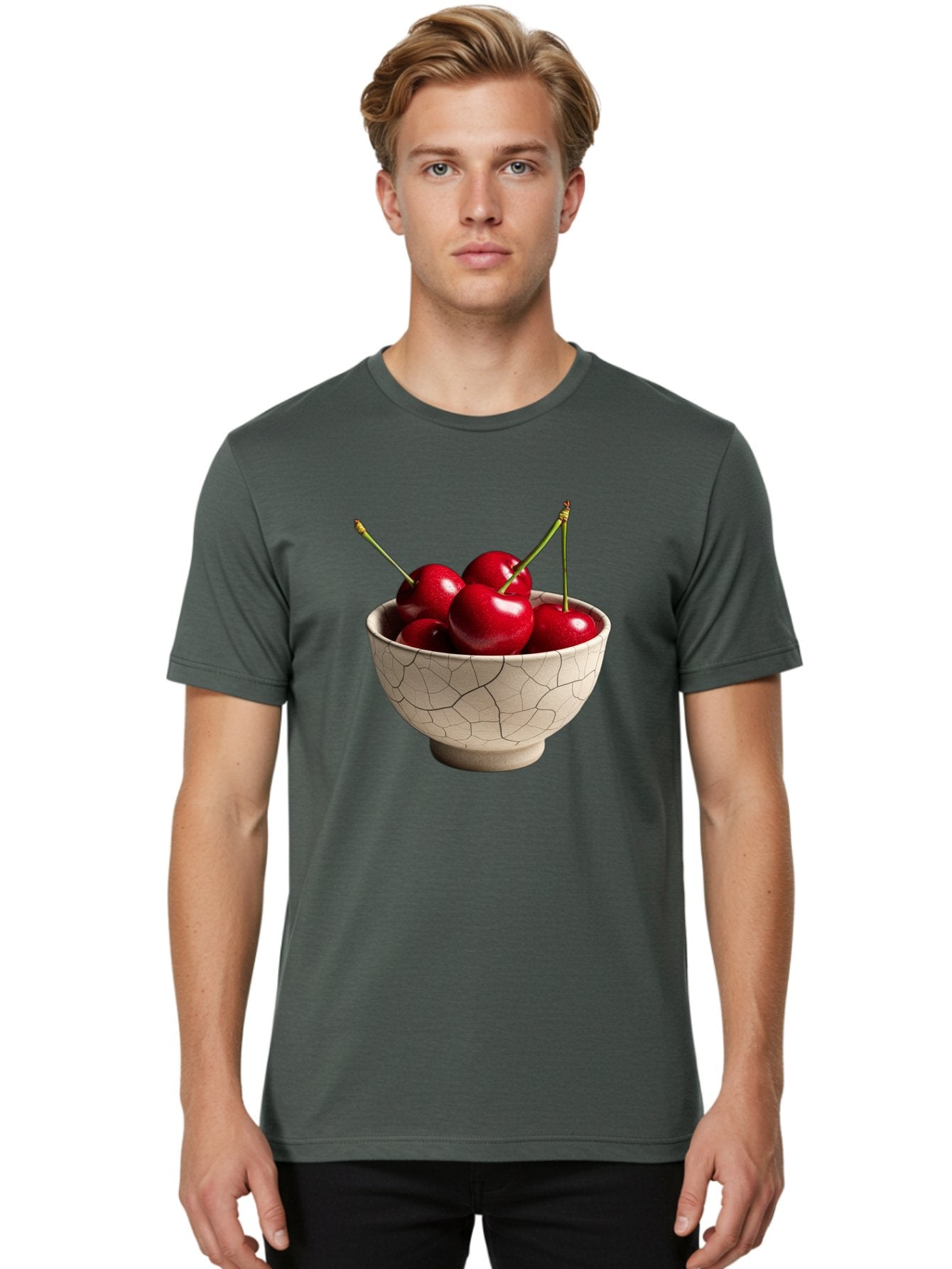 Cherries-In-Kintsugi-Bowl Men'S Graphic Tee, 100% Cotton, Comfortable Casual Summer Wear, Machine Washable, Vintage Camera, Old Camera, Antique Camera, Black Camera, Classic Photography, Photography Equipment, Nostalgic Device, Film Camera, Bah740 26